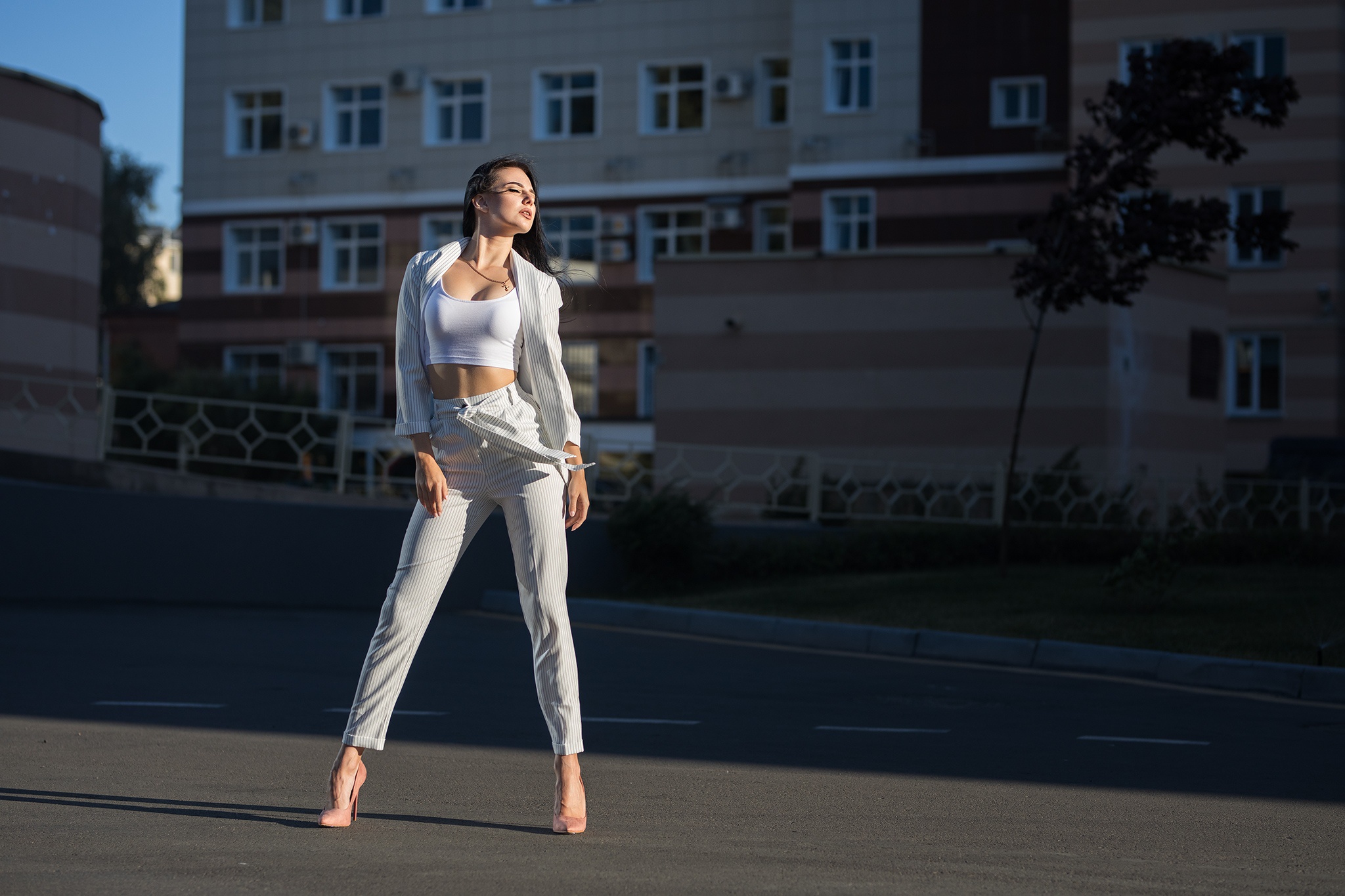 Dmitry Sn Urban High Heels Women Model Women Outdoors Closed Eyes Kristina Romanova 2048x1365