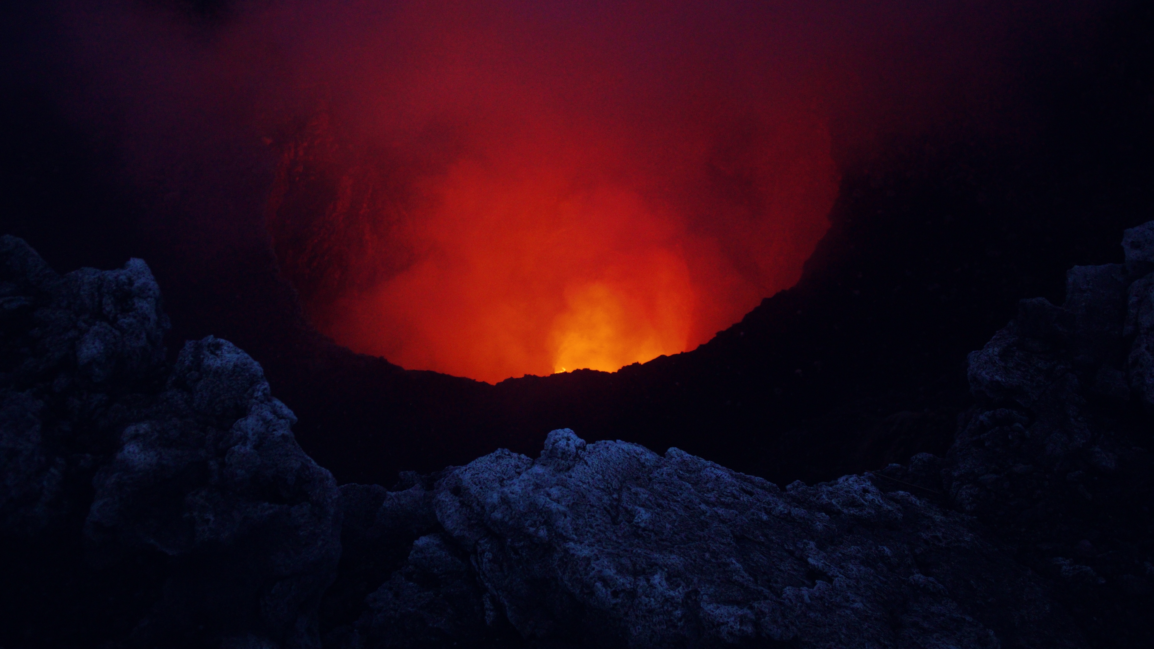 Nature Landscape Volcano Lava Rock Nicaragua Smoke Crater Photography Volcanic Eruption Eruption Red 3840x2160