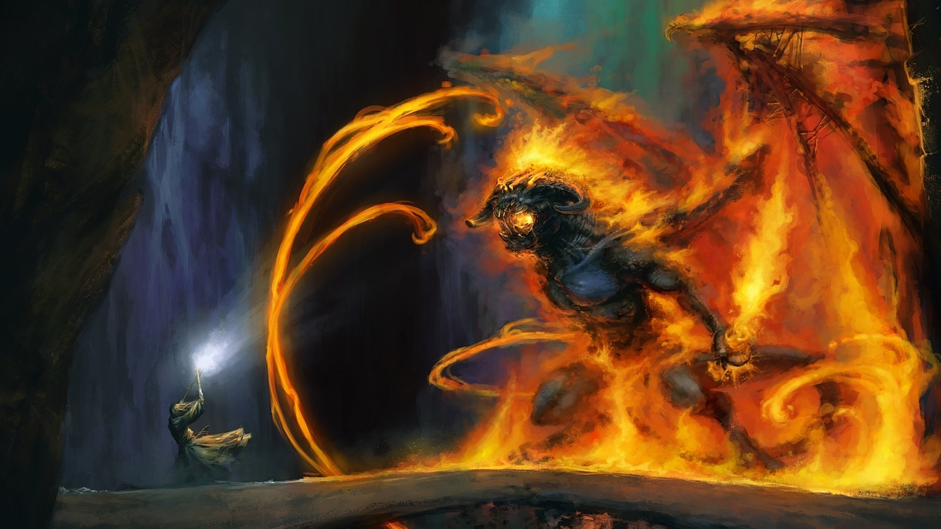 The Lord Of The Rings Balrog Gandalf Moria Fantasy Art The Lord Of The Rings Movies Anime Anime Gand 1920x1080