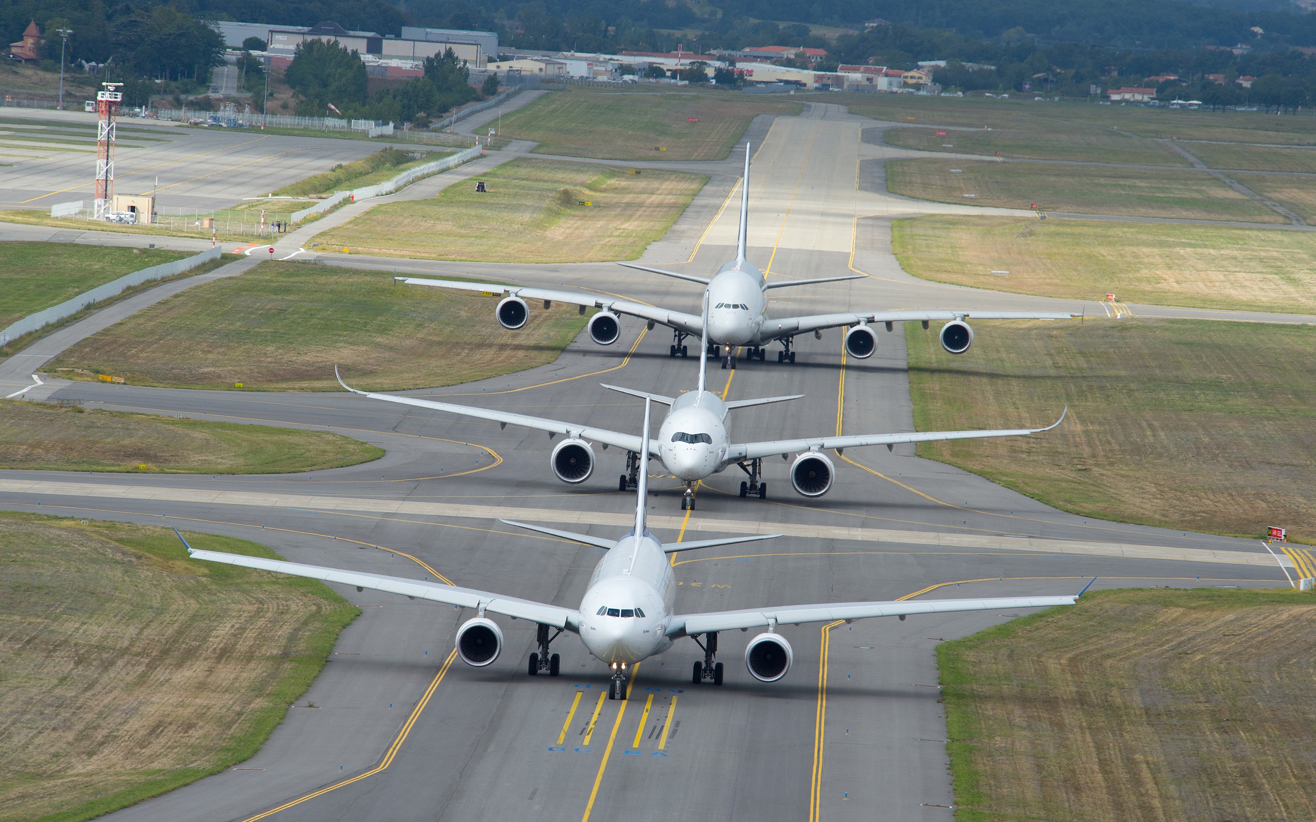Aircraft Airplane Airbus Airbus A350 Airbus A 380 861 A380 Airport Runway 2560x1600