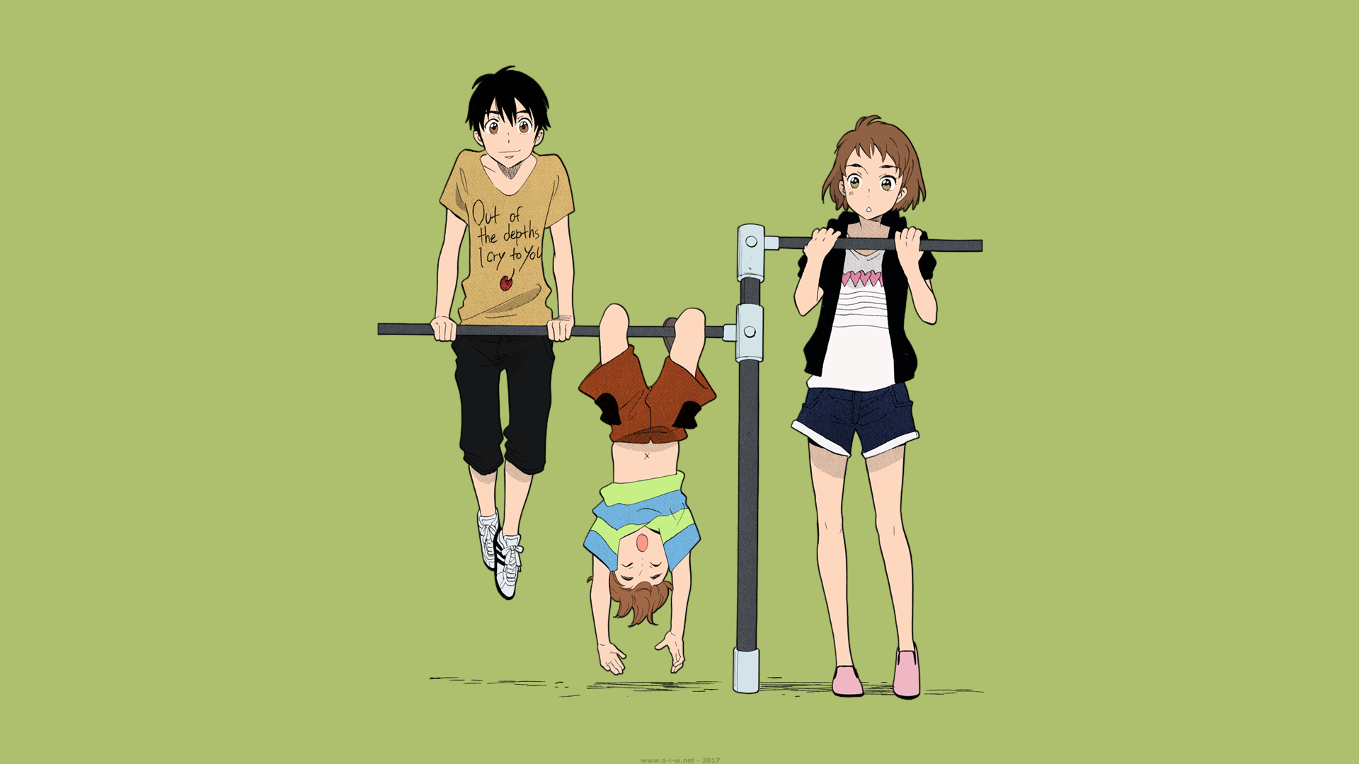 Short Hair Short Pants Children Playground Friendship Anime Manga 1920x1080