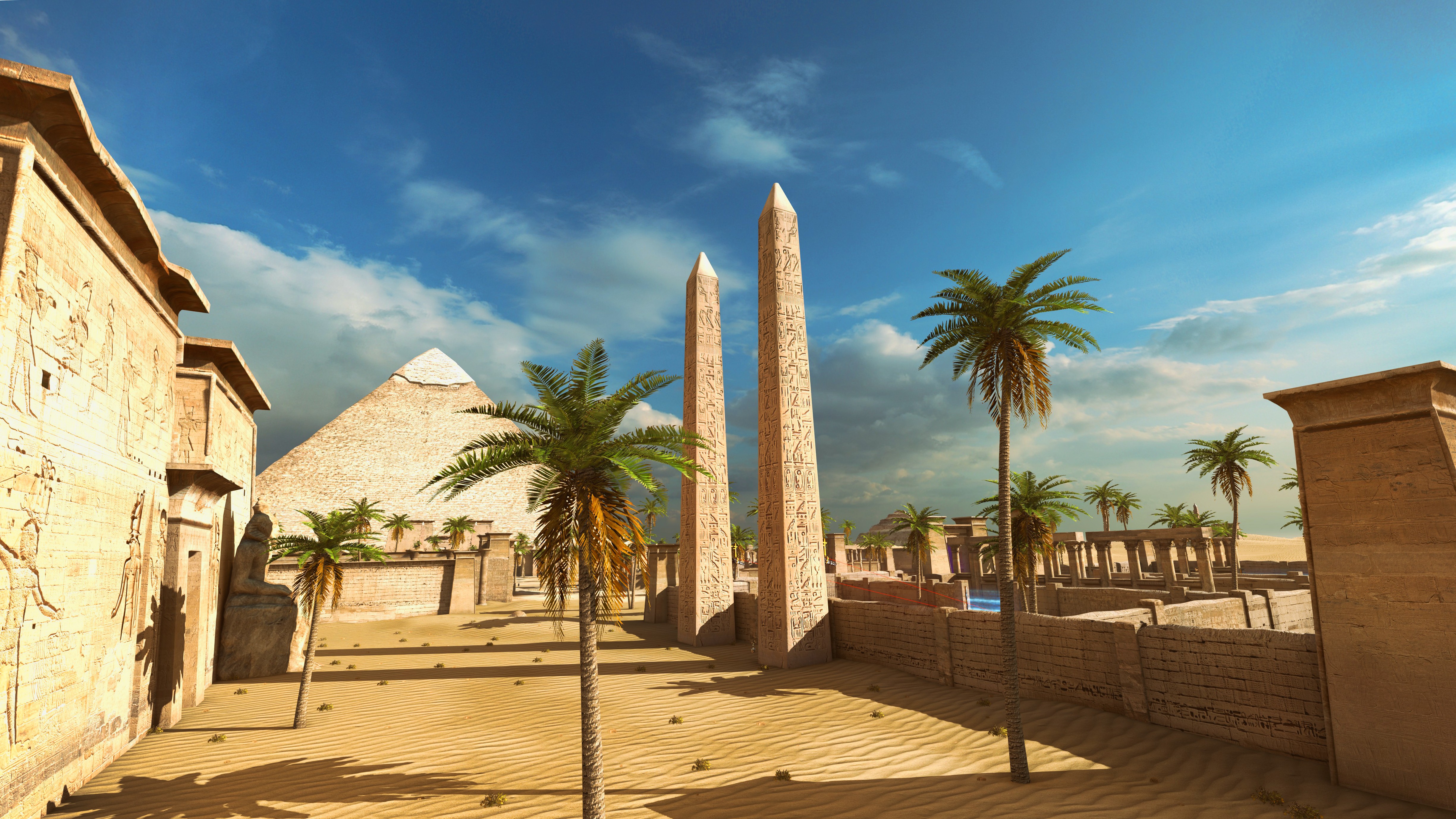 The Talos Principle Pyramid Obelisk Palm Tree Egypt Sand 4897x2754