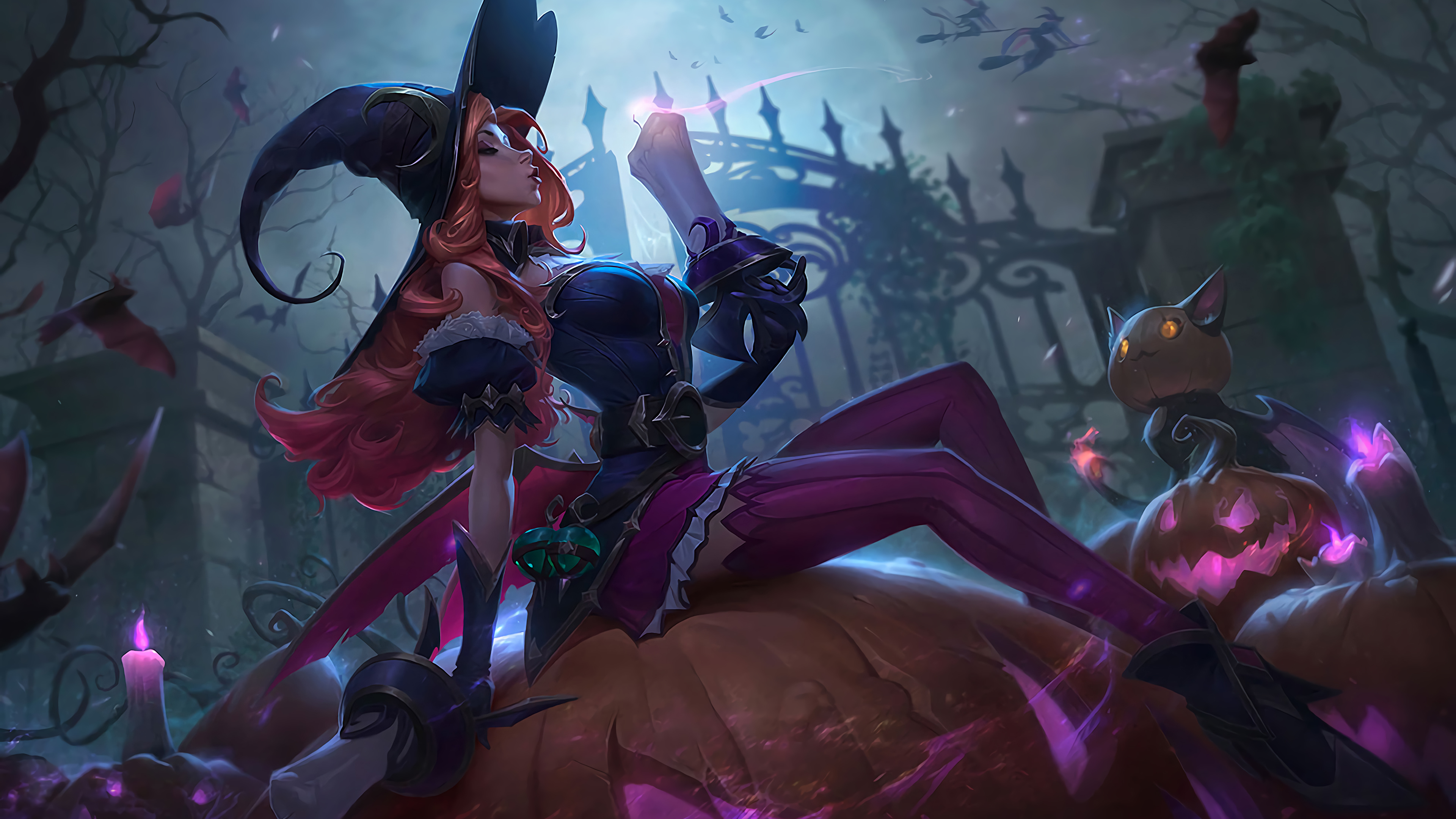 Miss Fortune Miss Fortune League Of Legends League Of Legends Riot Games Halloween Witch Witch Hat J 3840x2160