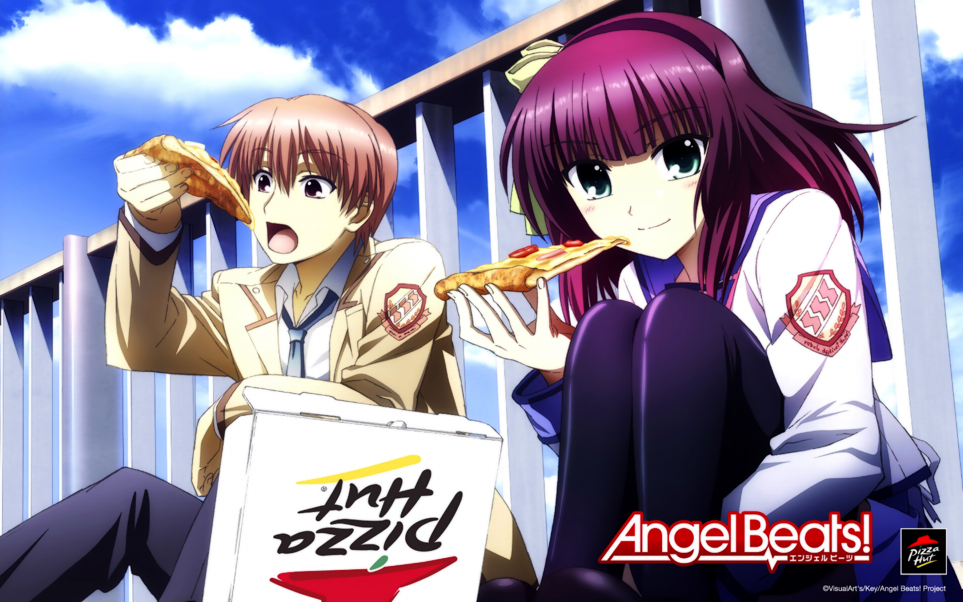 Anime Pizza Angel Beats Brand Otonashi Yuzuru Nakamura Yuri 1920x1200