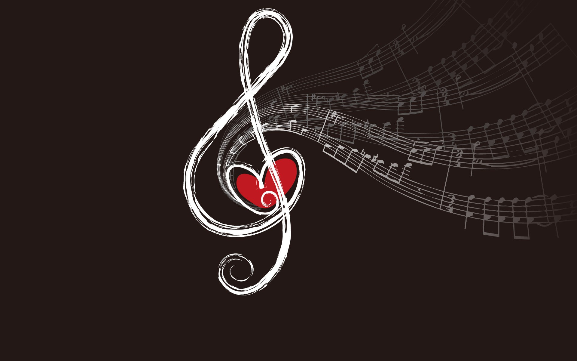 Musical Notes Heart Musical Notes Heart Simple Background Treble Clef Music Treble Clef 1920x1200