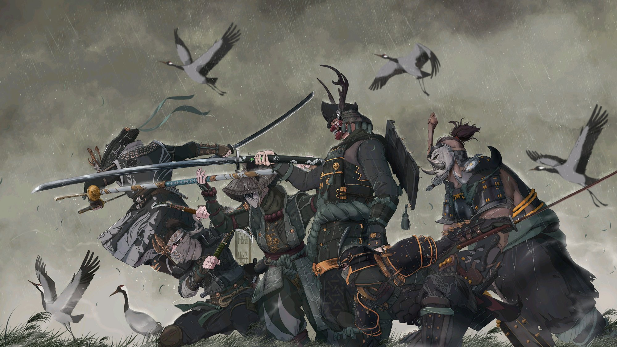 For Honor Samurai Samurai Blades Birds Mask FrAg MenT 2000x1125