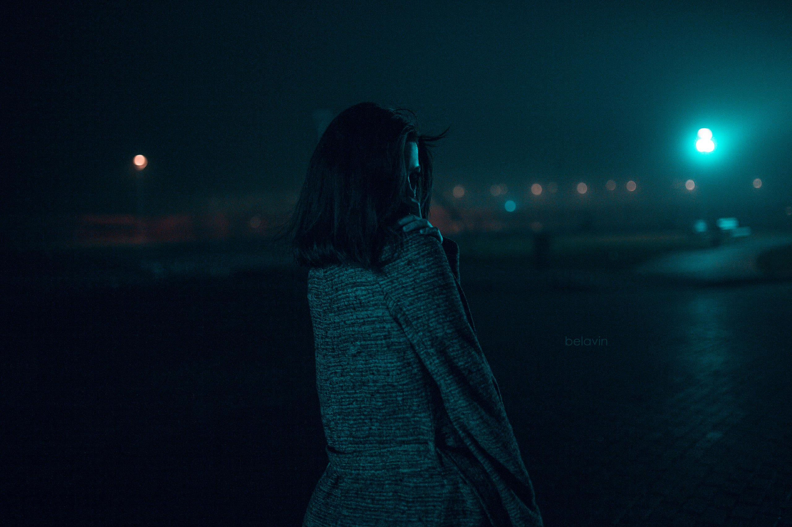Alexander Belavin Photography Model Women Women Outdoors Night Cityscape Depth Of Field Back Light B 2560x1706