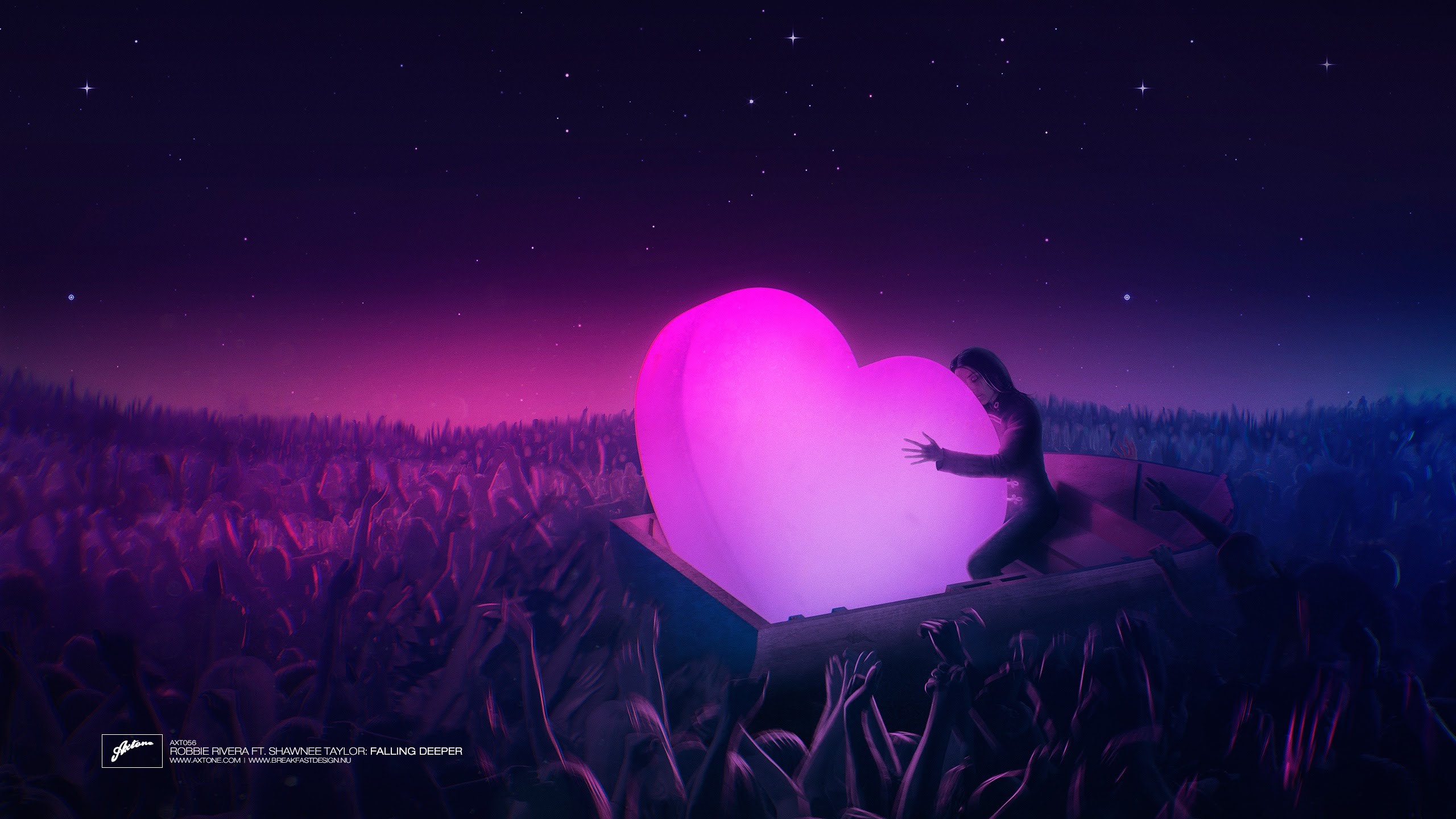 Axtone Album Covers Heart Arms Up Stars Women 2560x1440
