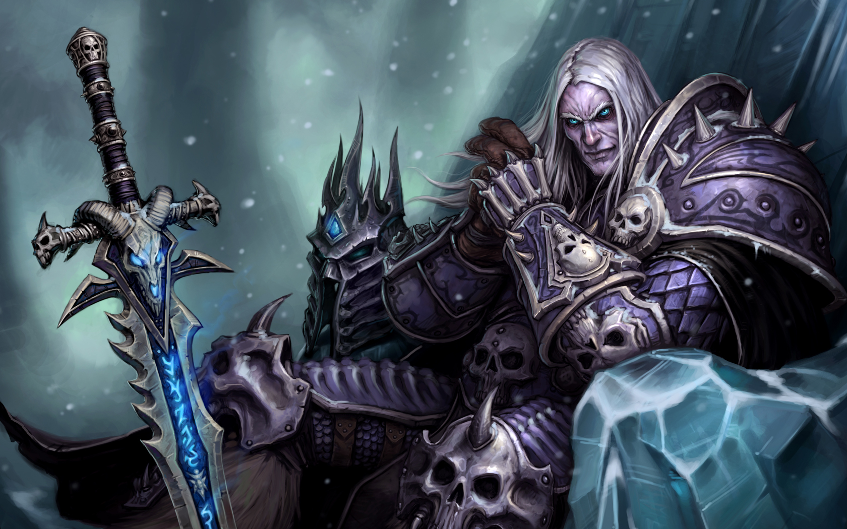 Lich King Frostmourne World Of Warcraft Skull White Hair Arthas Menethil 1680x1050