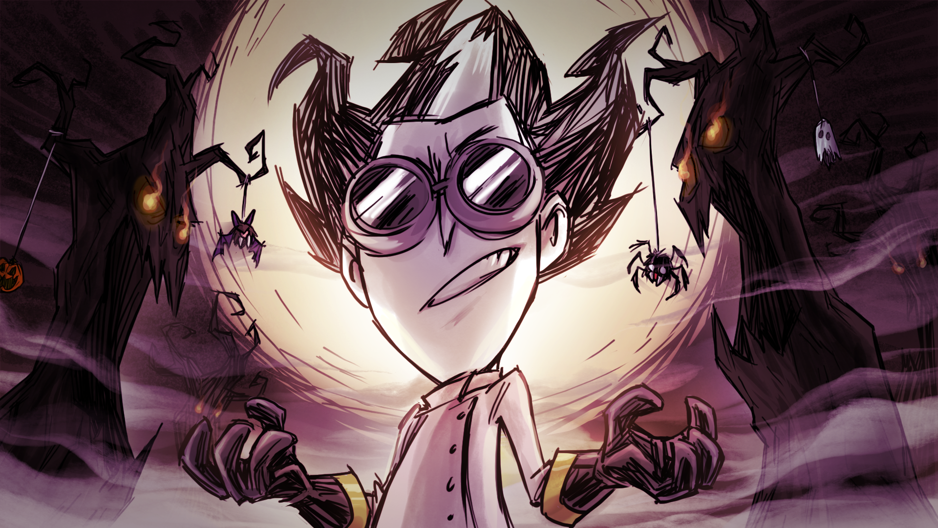 Dont Starve Wilson Video Games Game Art Drawing Spider Trees 1920x1080