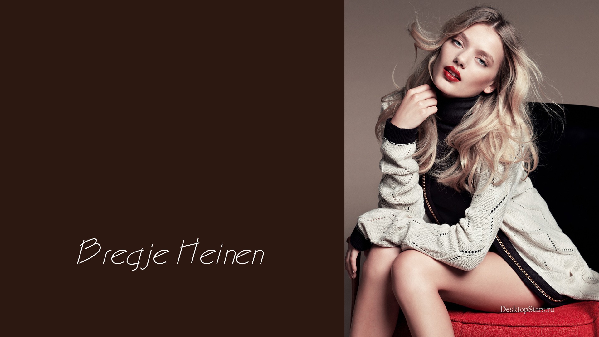 Bregje Heinen Sweater Legs Women Model Red Lipstick Blonde 1920x1080