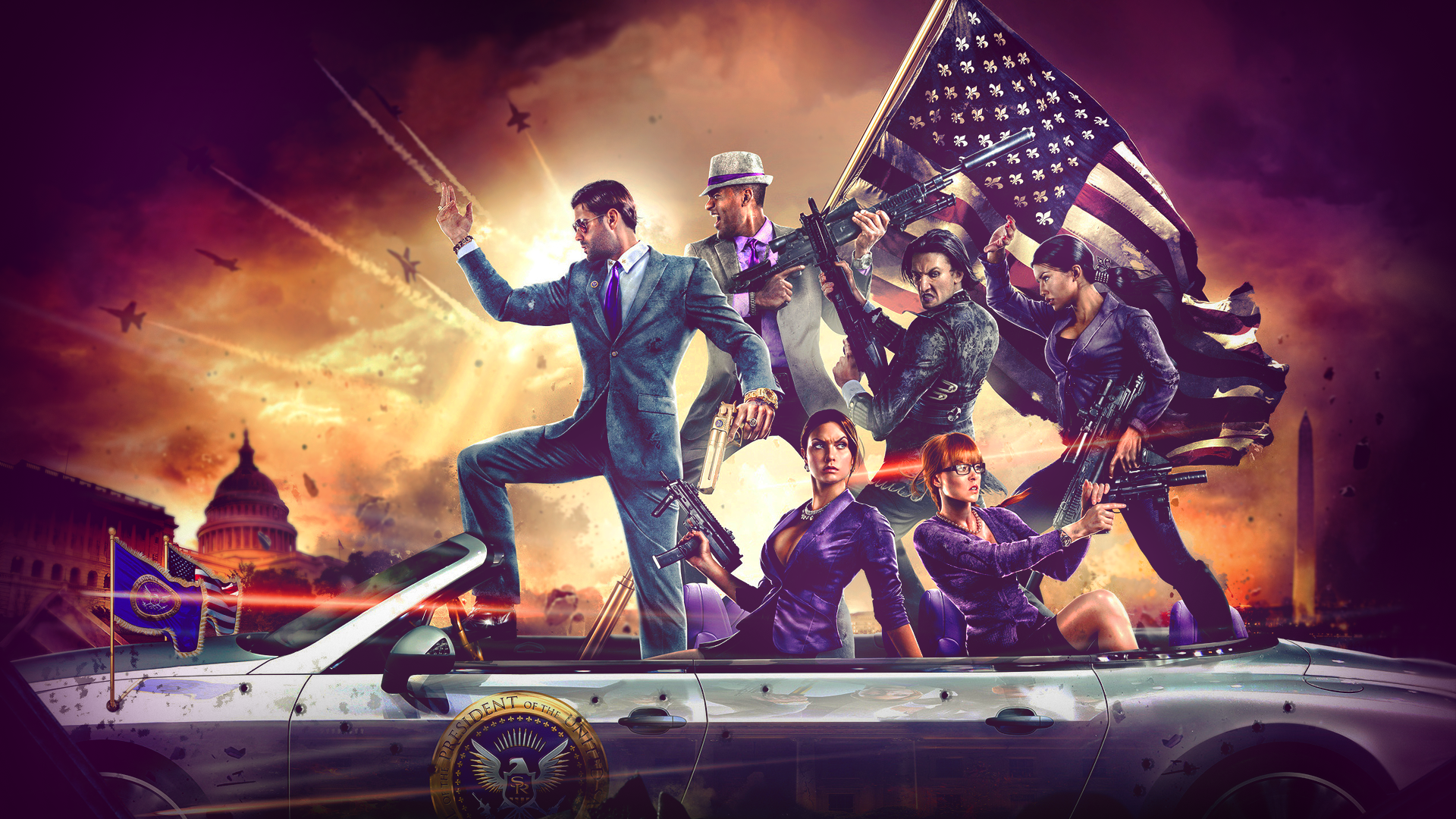 Saints Row IV Video Games Video Game Art Flag Weapon Car 1920x1080