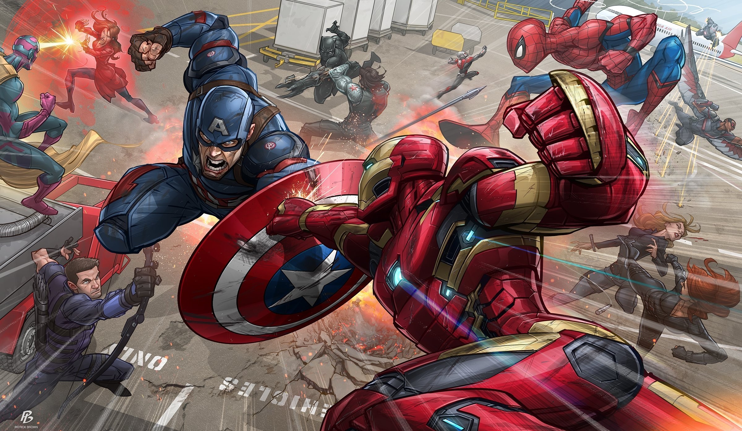 Iron Man Captain America Artwork The Avengers Captain America Civil War Black Widow Hawkeye Clint Ba 2400x1395