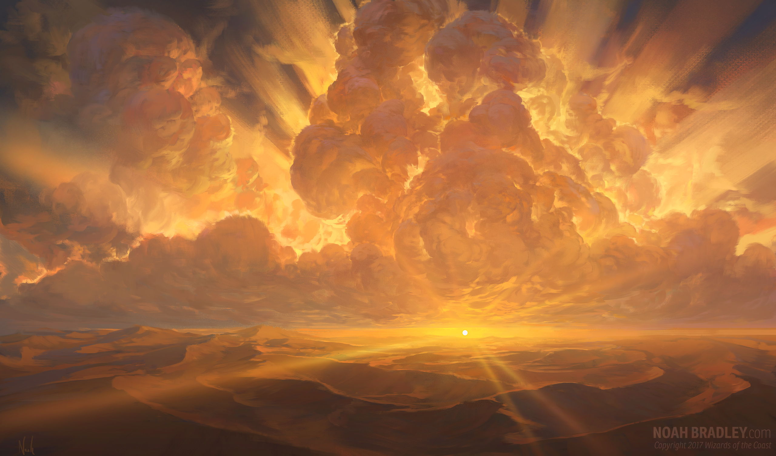 Noah Bradley Landscape Sun Rays Clouds 2560x1503