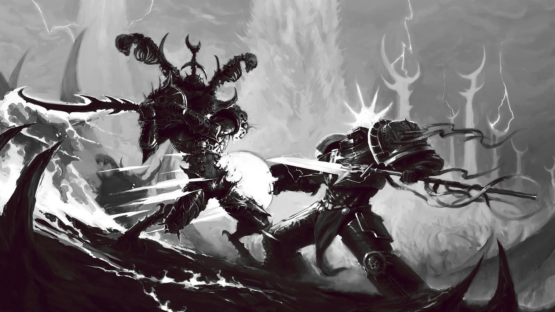 Fantasy Art Creature Warrior Skull Fantasy Armor Death Warhammer Grey Knight 1920x1080
