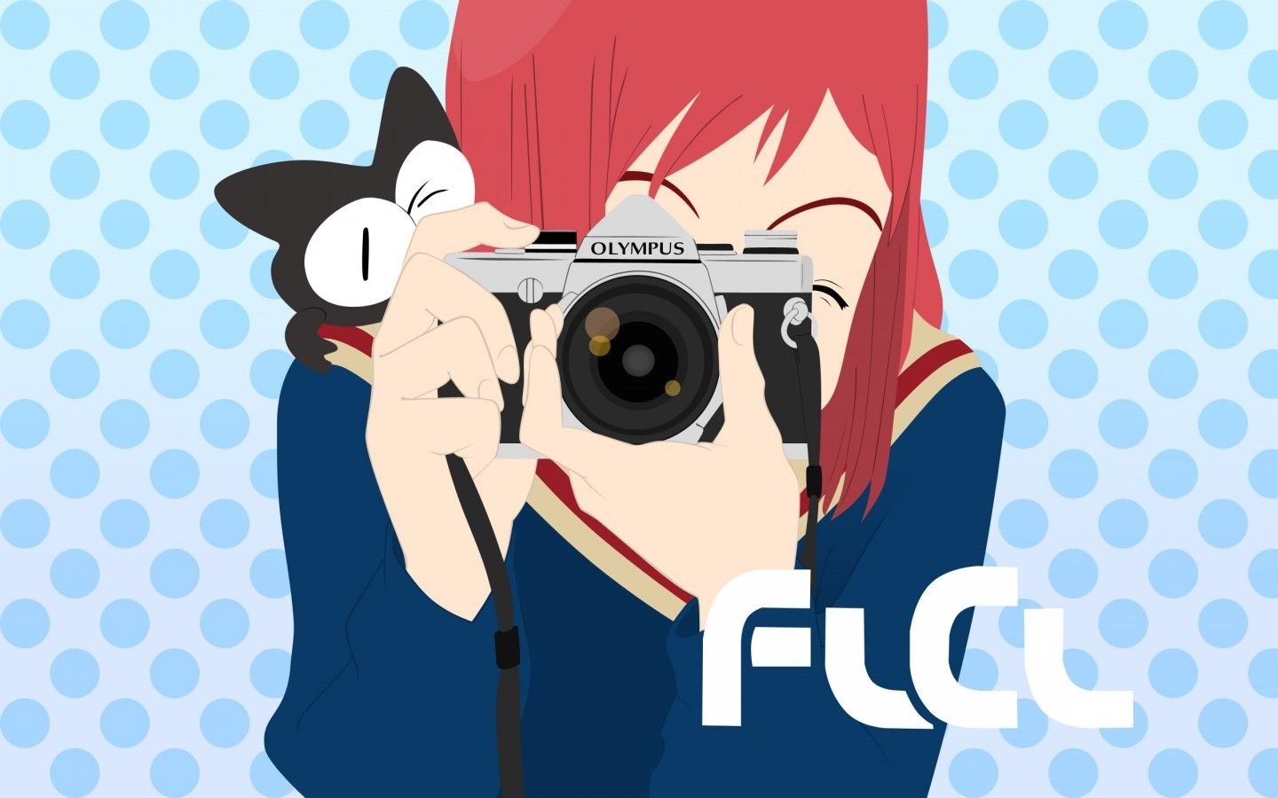 FLCL Olympus Camera Redhead Anime Girls Anime 1440x900