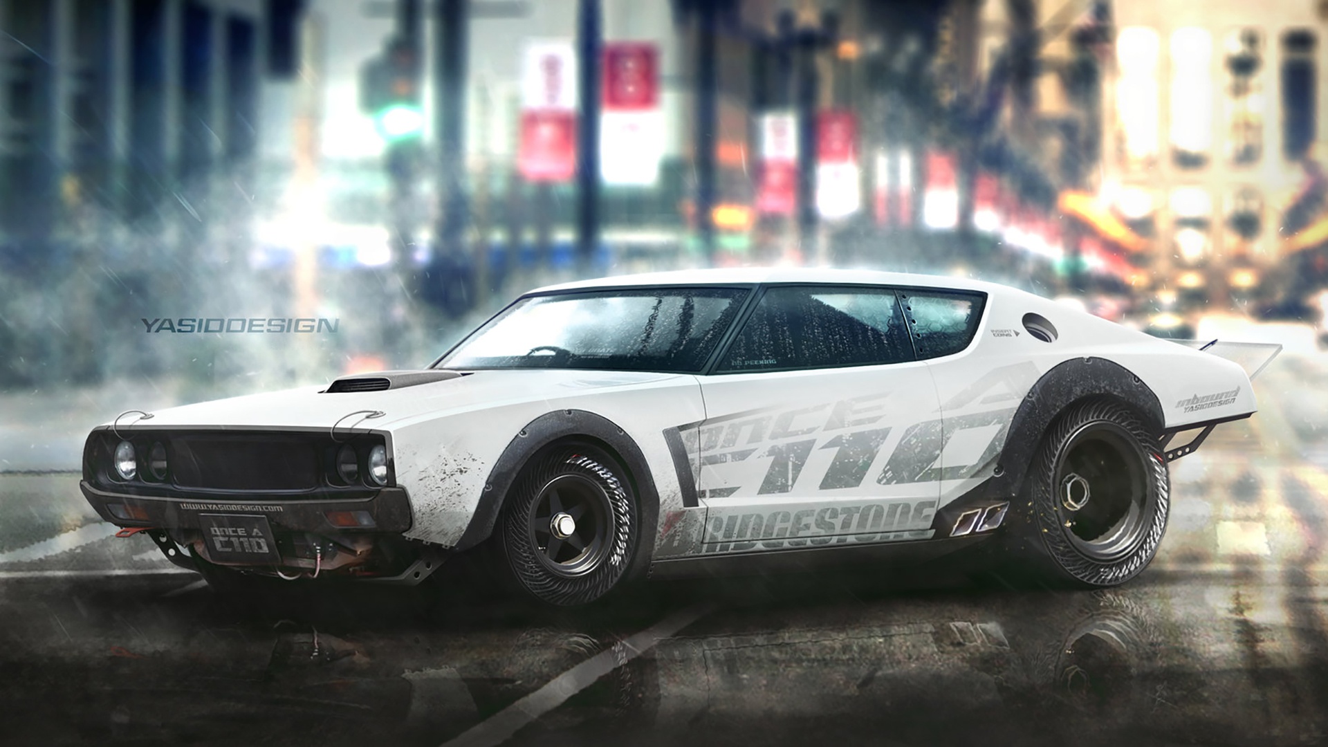 Artwork Car White Cars Vehicle Nissan Nissan Skyline Nissan Skyline C110 1920x1080