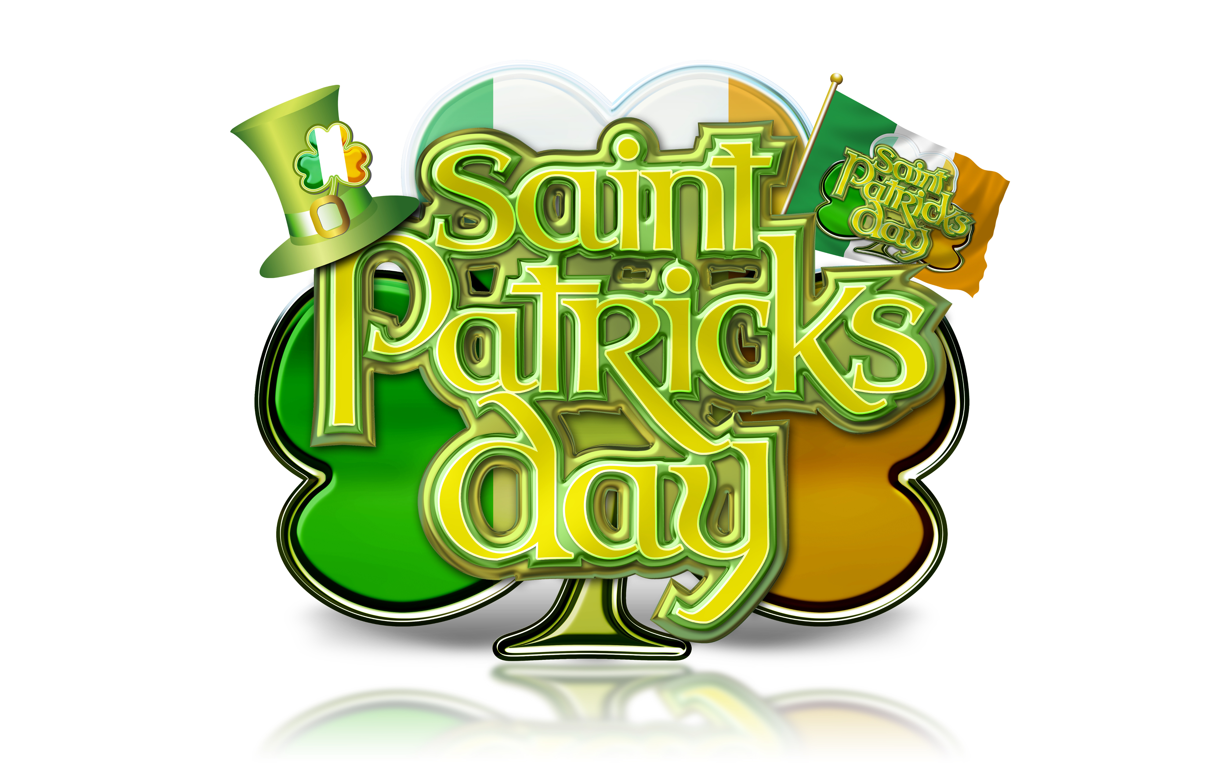 St Patricks Day Clover Flag Of Ireland 4000x2500.