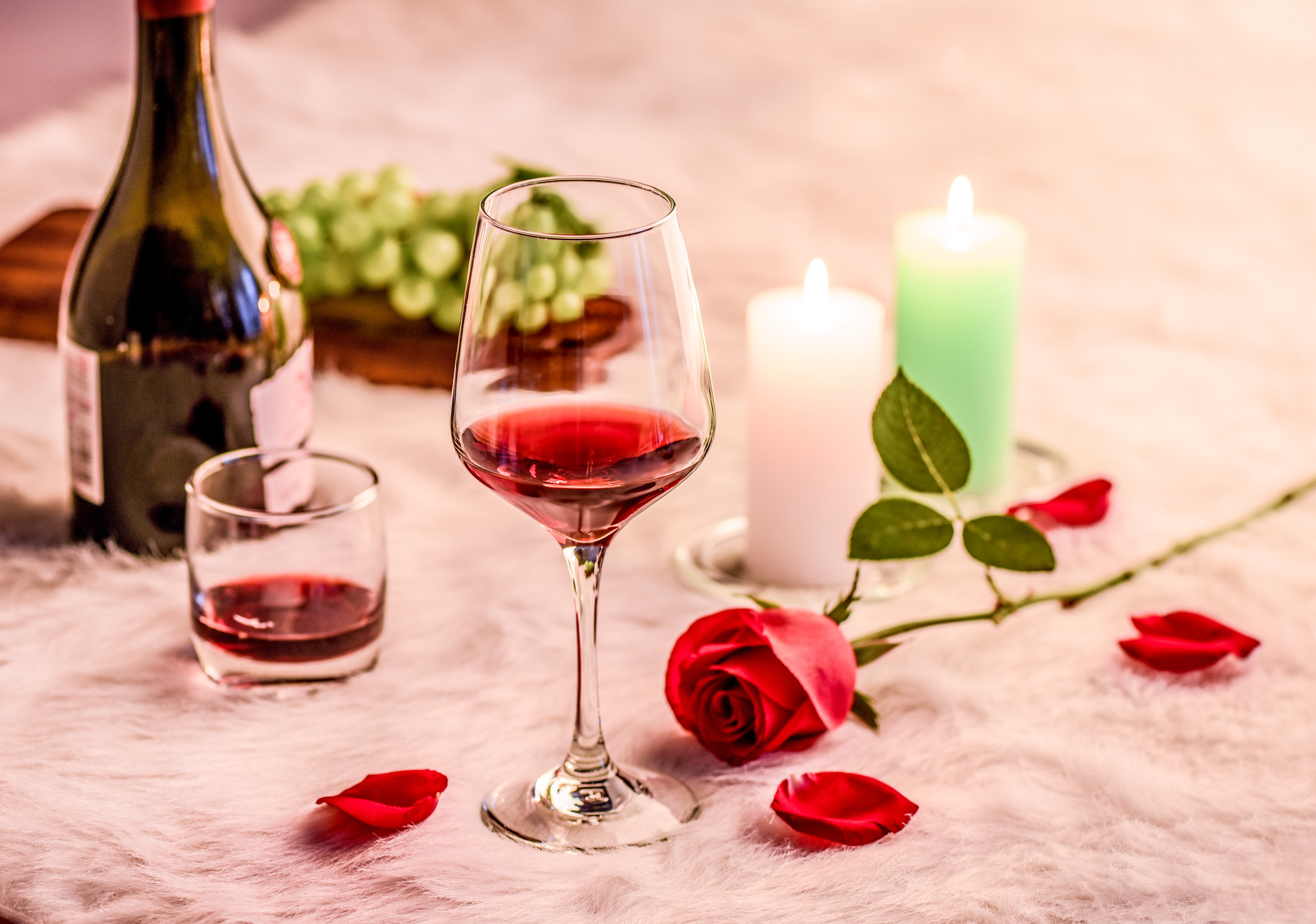 Rose Red Wine Glass Candles Pink 4916x3454