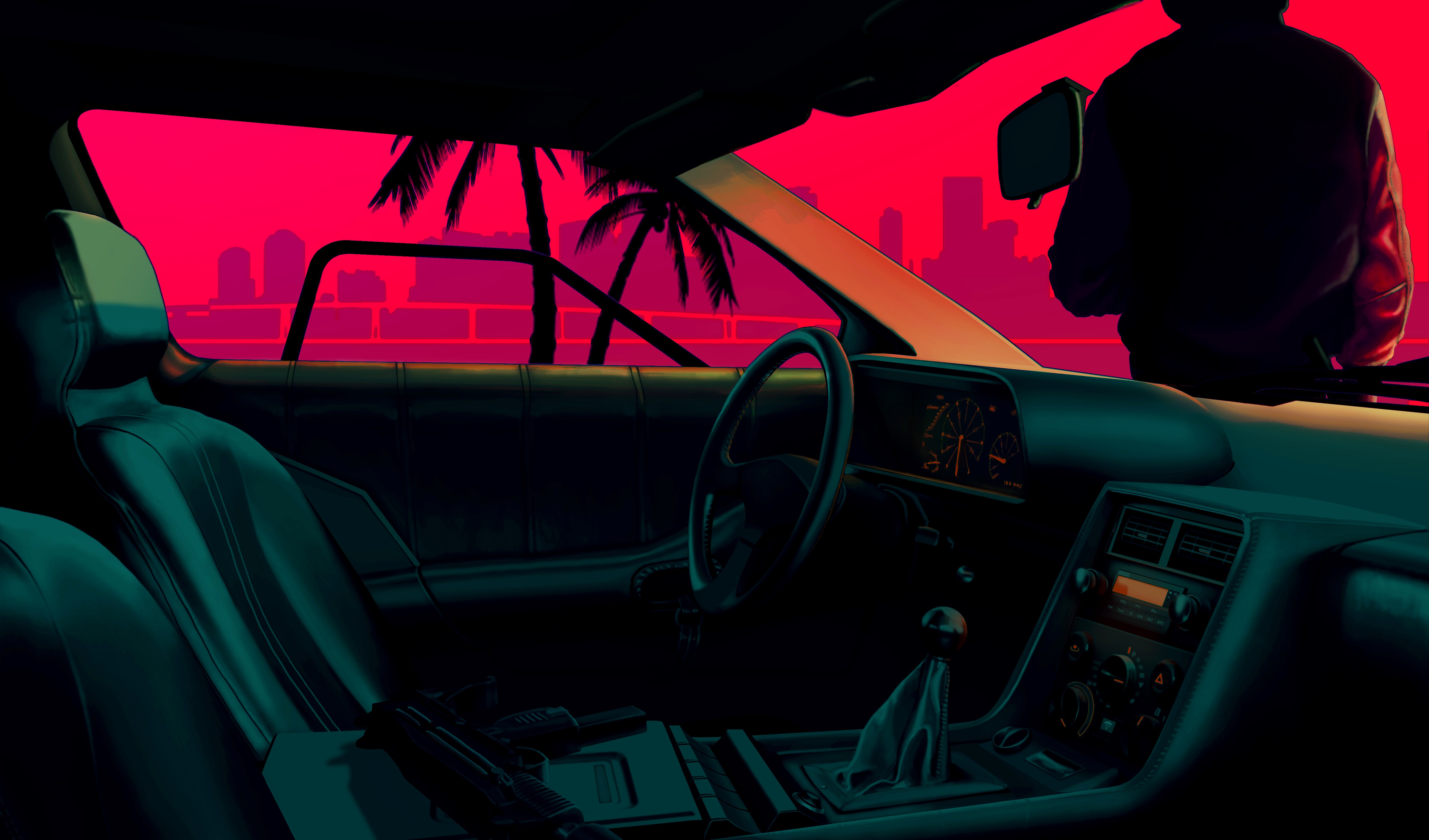 Video Games Hotline Miami Car Interior DMC DeLorean 5100x3000
