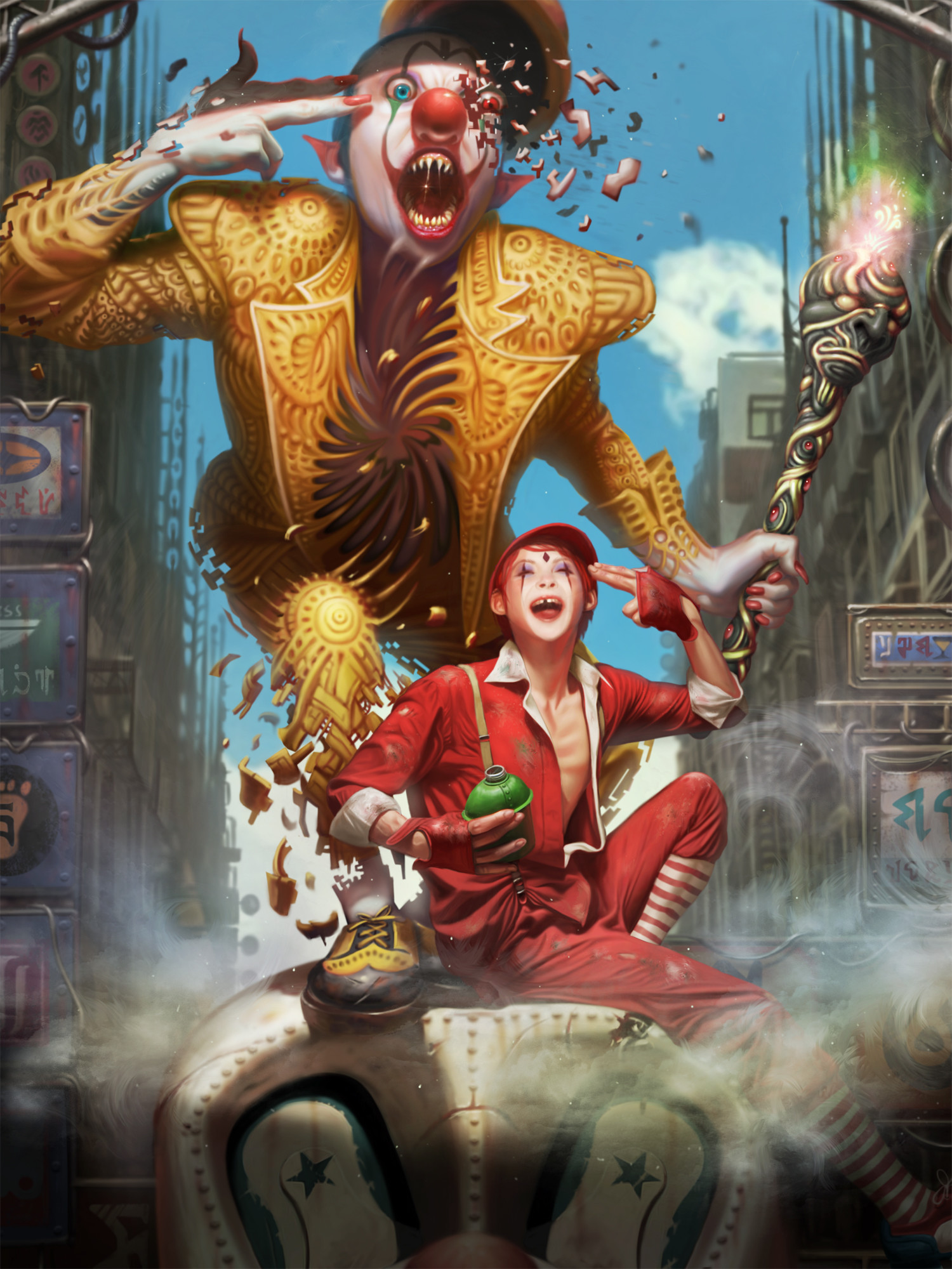 KyuYong Eom Men Clown Torches Suite Machine Concept Art 1500x2000