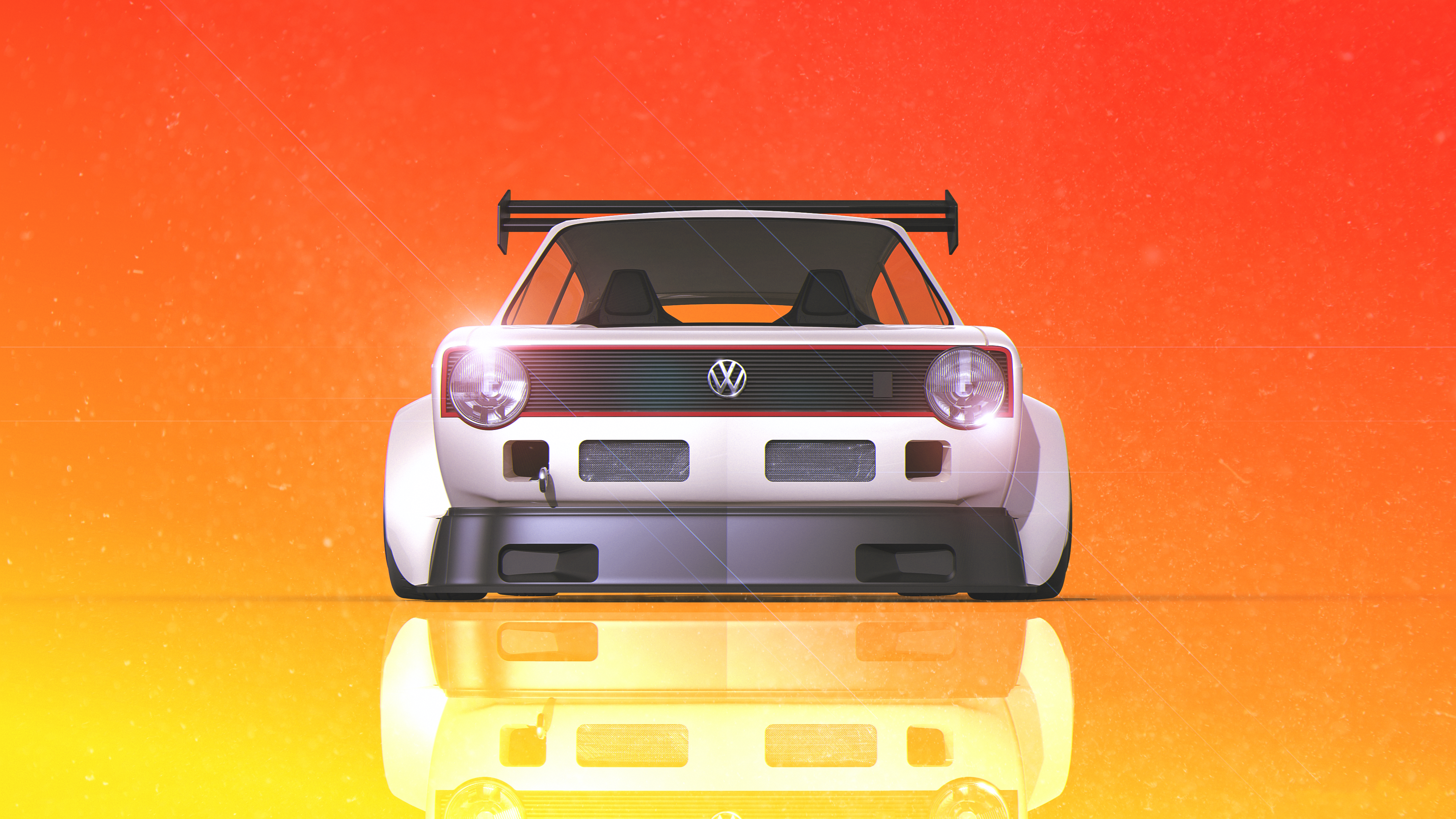 Car Volkswagen Golf Golf 1 Golf GTi Volkswagen Golf GTi Racing Rally Cars White Gradient Lens Flare  3840x2160
