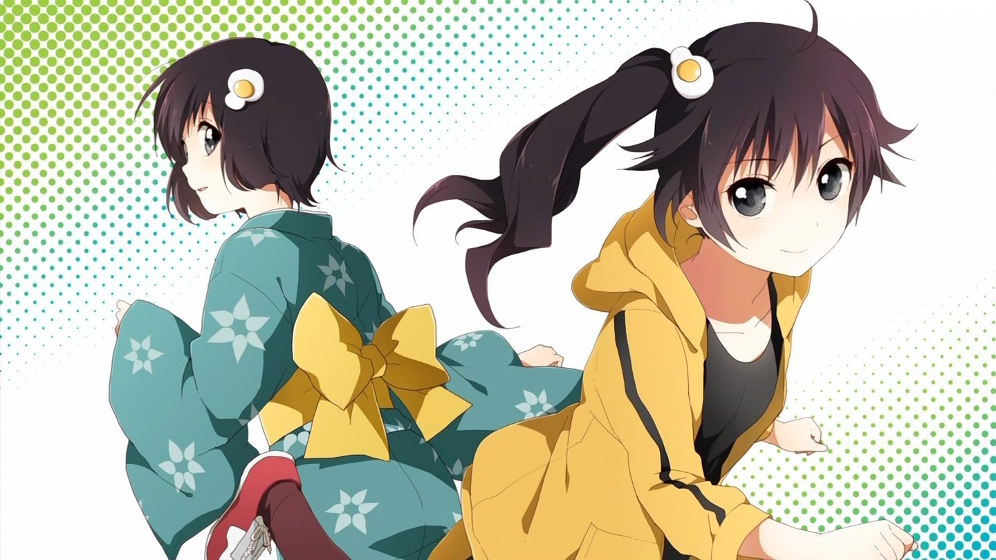 Anime Anime Girls White Skin Monogatari Series Simple Background Dark Hair Araragi Karen Araragi Tsu 1440x810