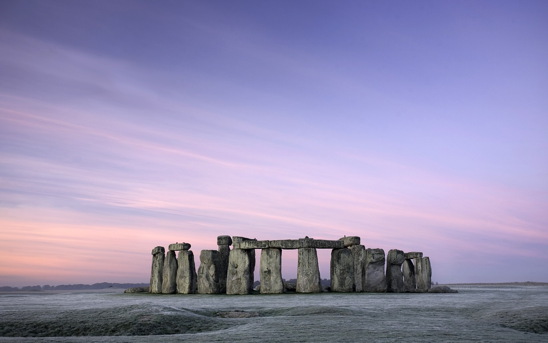 Stonehenge UK Winter Frost Field Nature Landscape Architecture Sky Morning 1920x1200