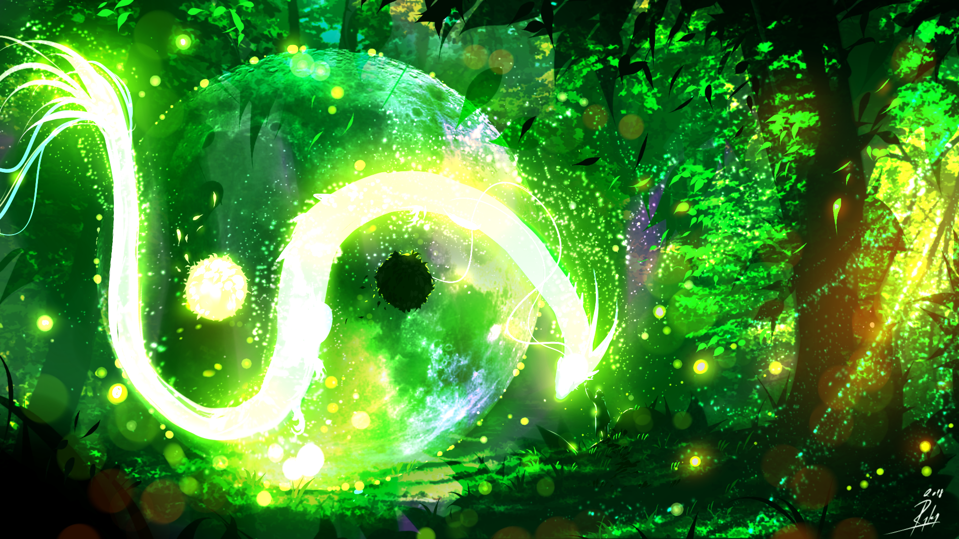 Ryky Painting Digital Art Dragon Yin And Yang Forest 1920x1080