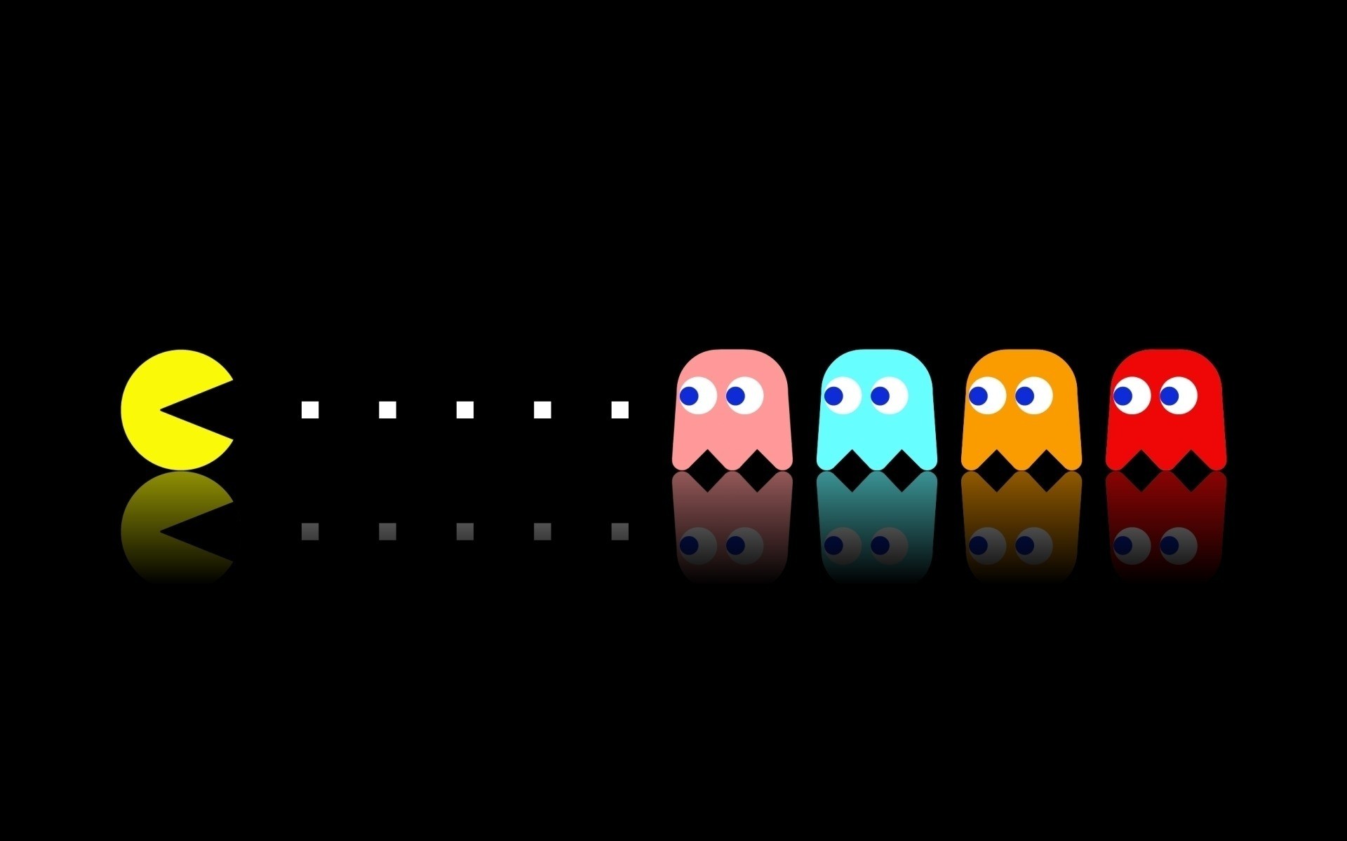 Pacman Pac Man Video Games Ghosts Cyan Dots 1920x1200