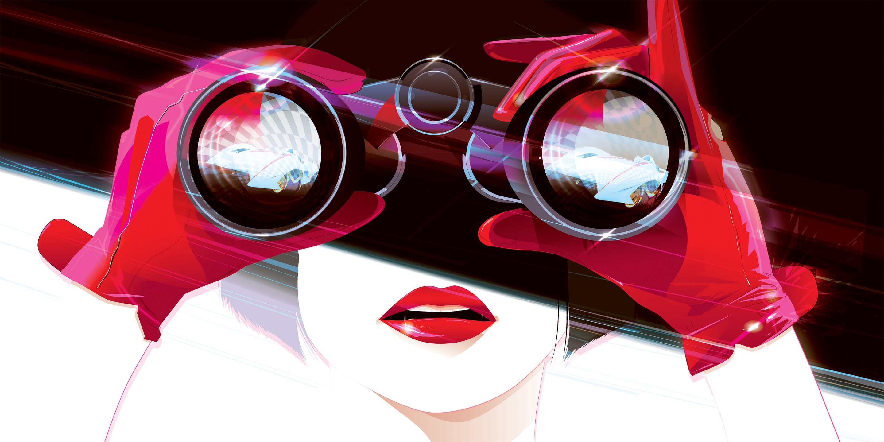 Movie Characters Red Lipstick Women Artwork Gloves Face Speed Racer Trixie 2880x1440