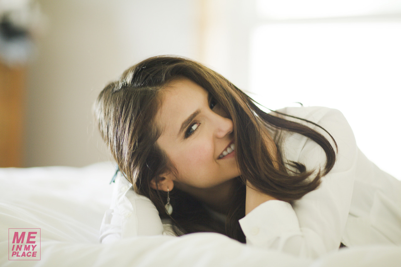 Nina Dobrev Women Actress Model Brunette Long Hair In Bed Bedroom Lying Down Smiling Bulgarian Celeb 1280x854