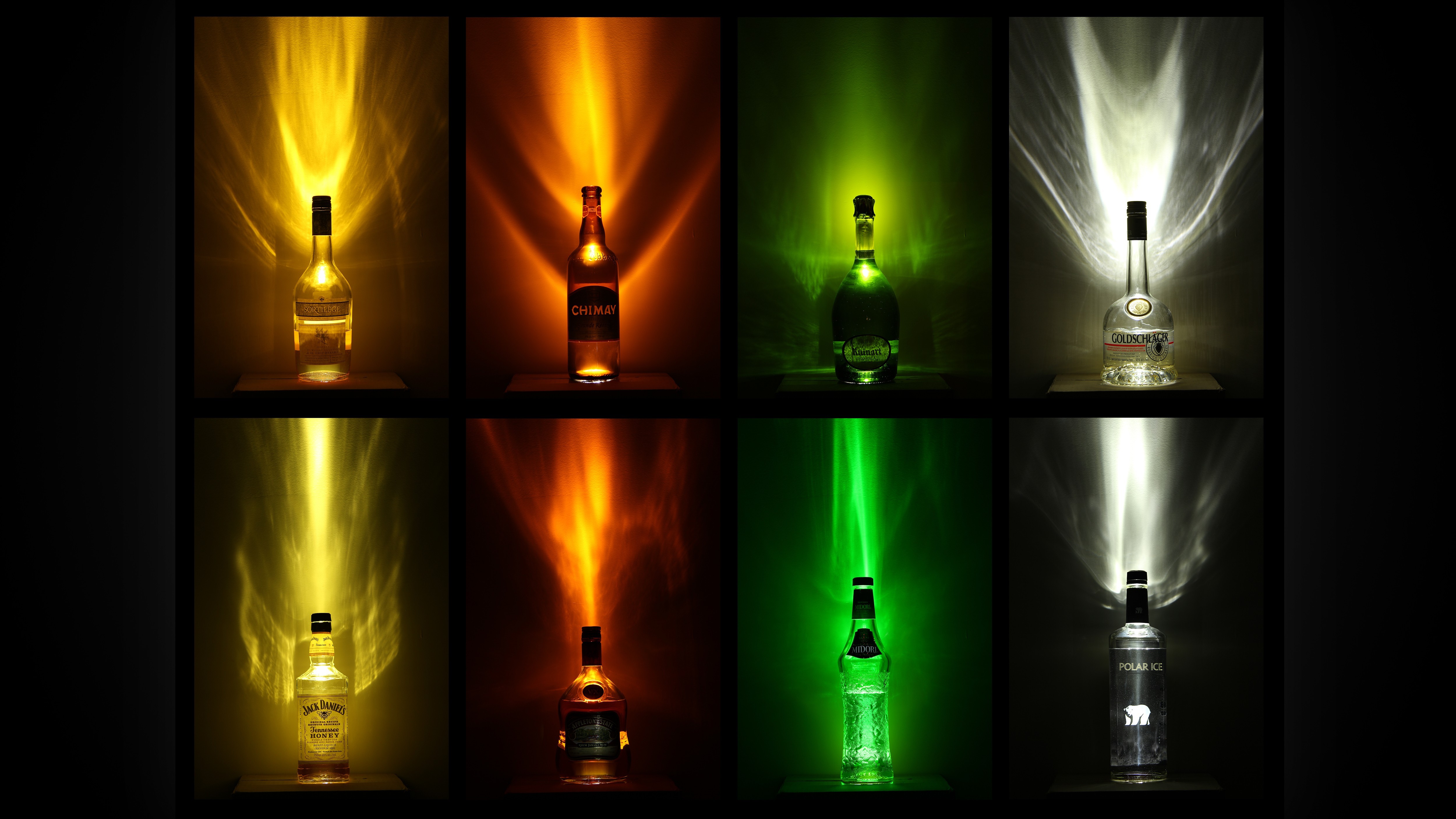 Bottles Whiskey Scotch Bar Colorful Alcohol 5000x2812