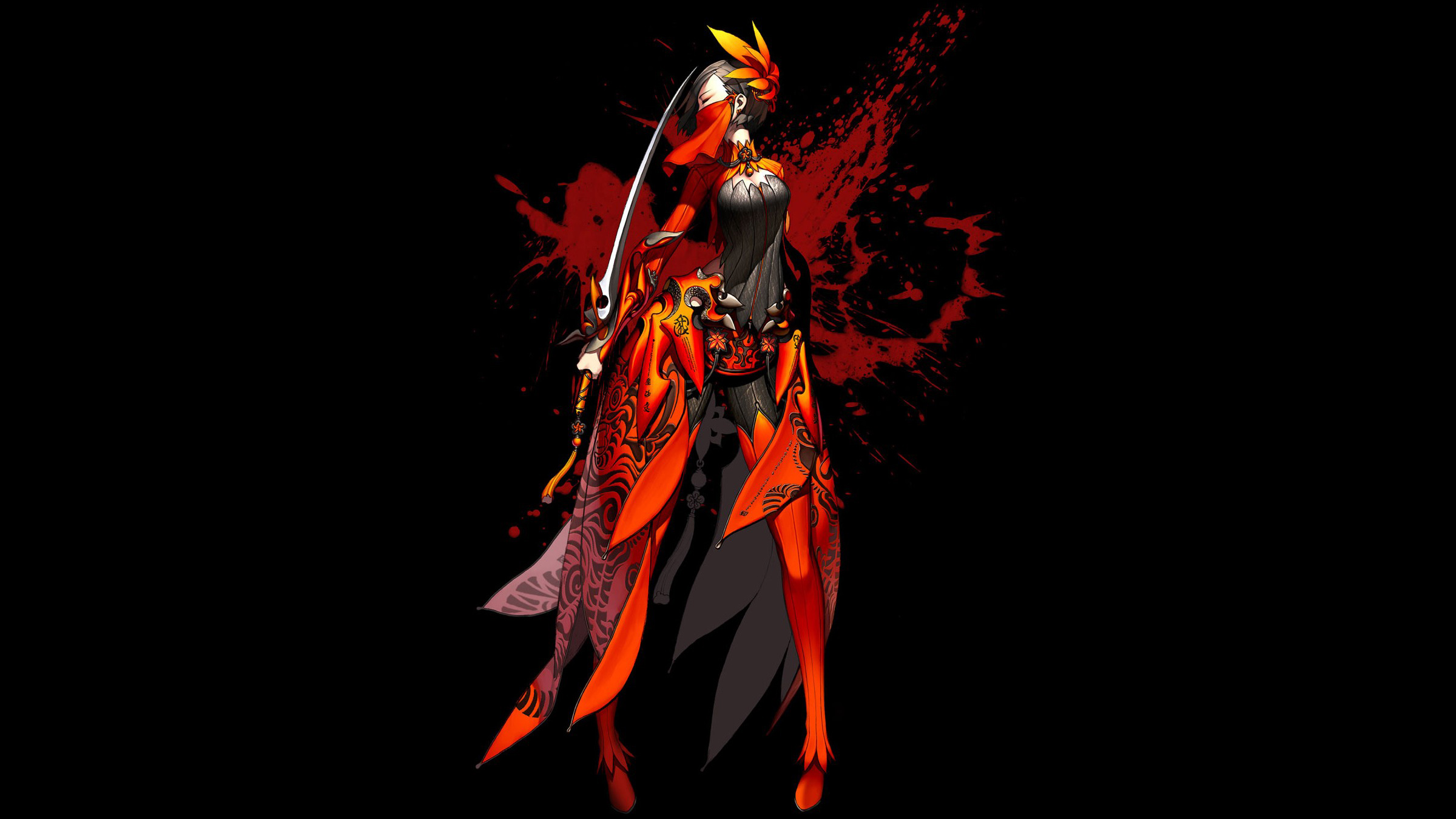 Women Sword Simple Background Splashes Blade And Soul Video Games Mmorpg 2400x1350