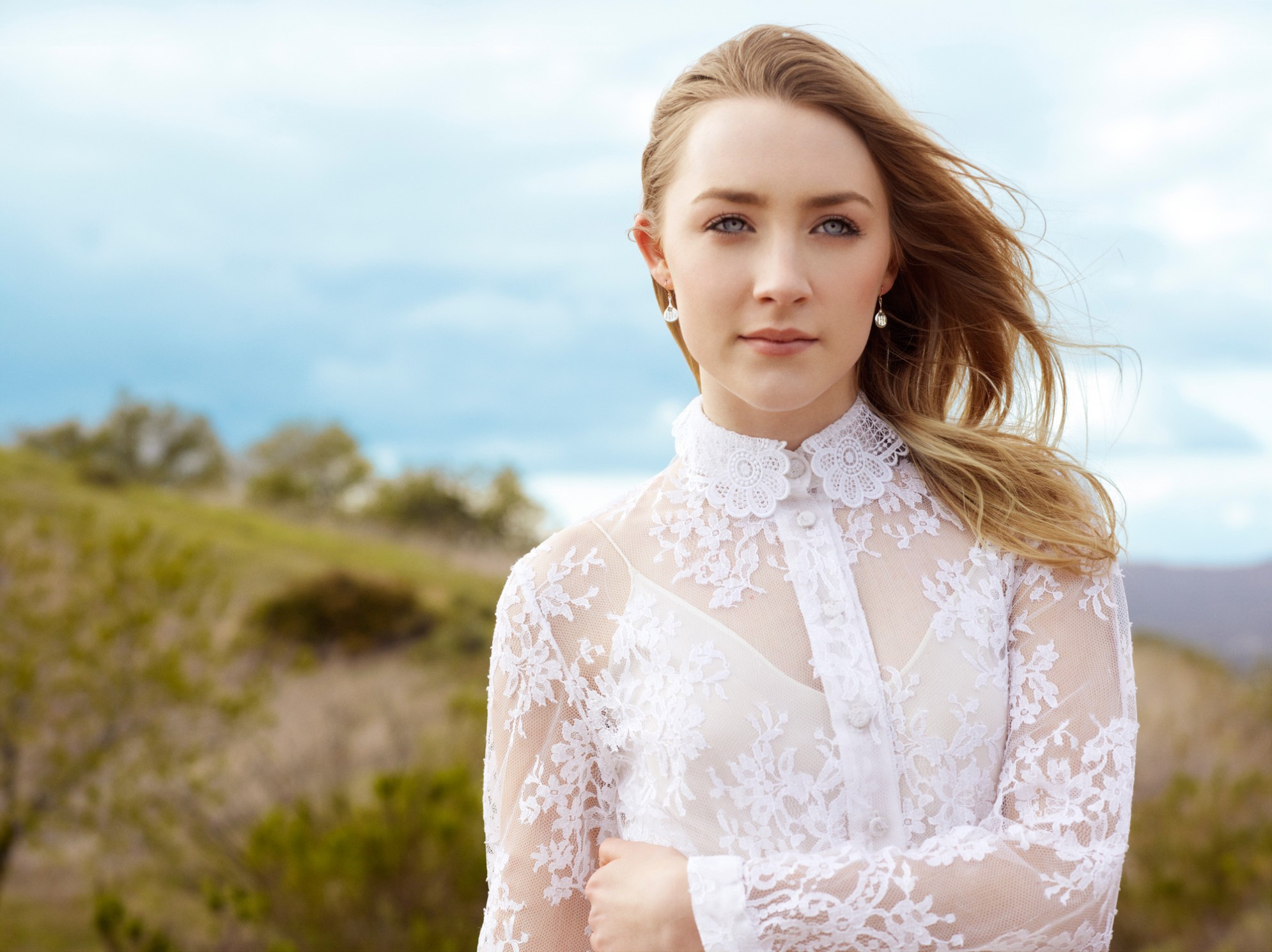 Saoirse Ronan Actress Blonde Blue Eyes Depth Of Field 1990x1490