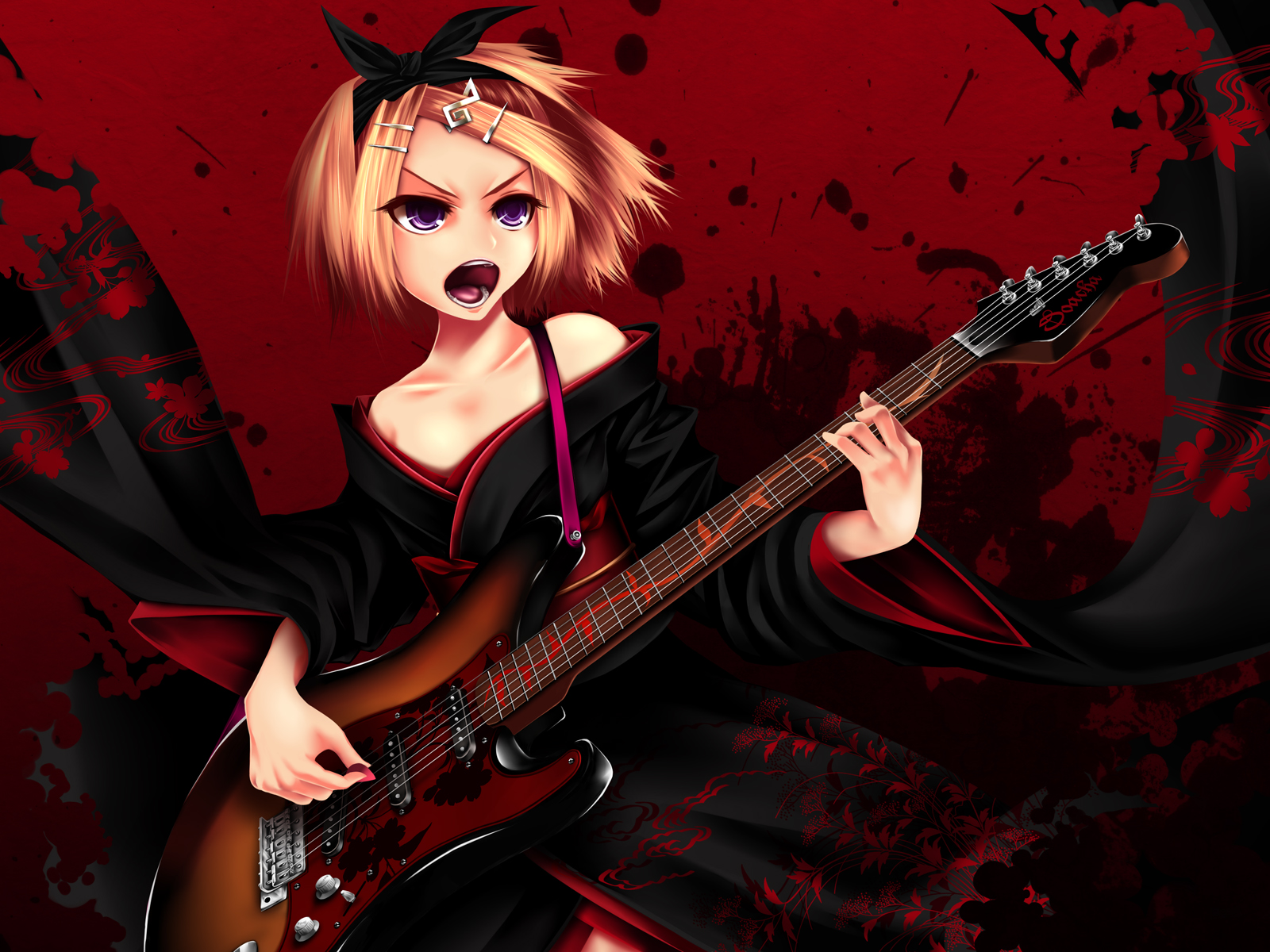 Rin Kagamine Guitar Song Illustration Tengaku 1600x1200