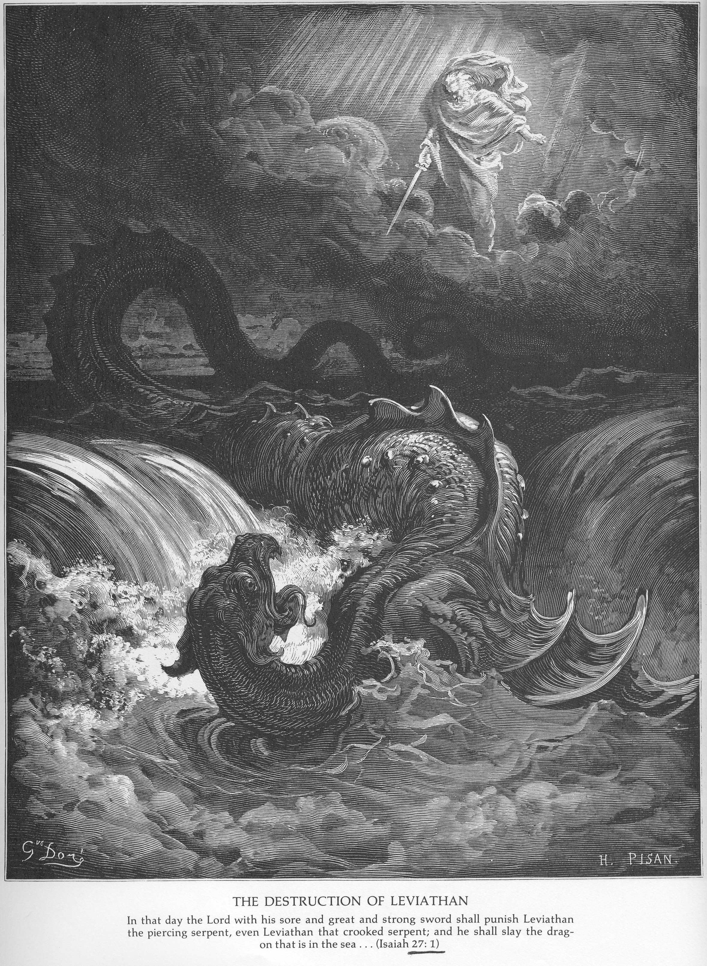Lithograph Christianity Monochrome Dragon Leviathan Holy Bible Jewish 2358x3219