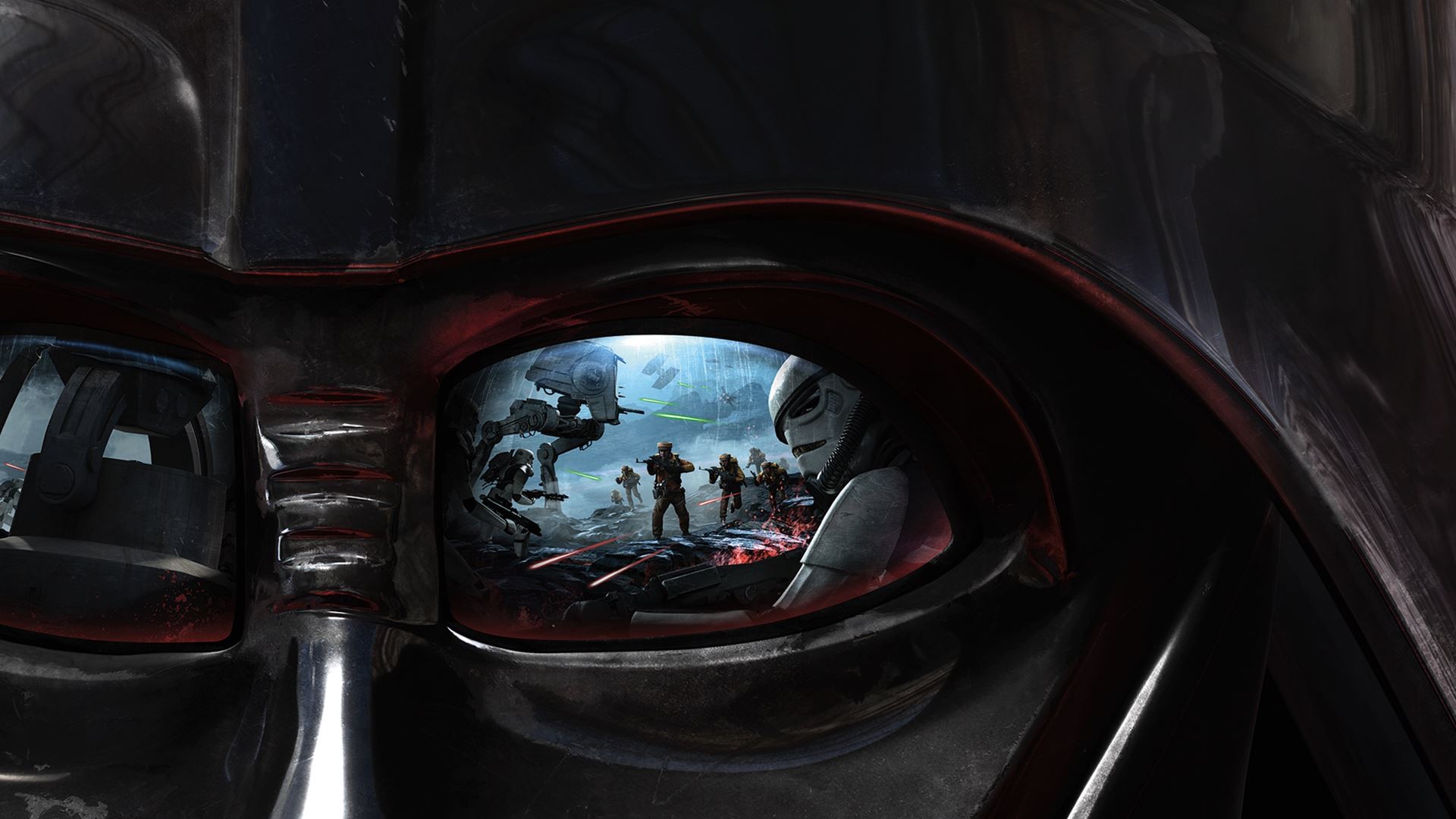 Star Wars Darth Vader Artwork Concept Art Science Fiction Reflection Closeup Star Wars Battlefront S 1920x1080