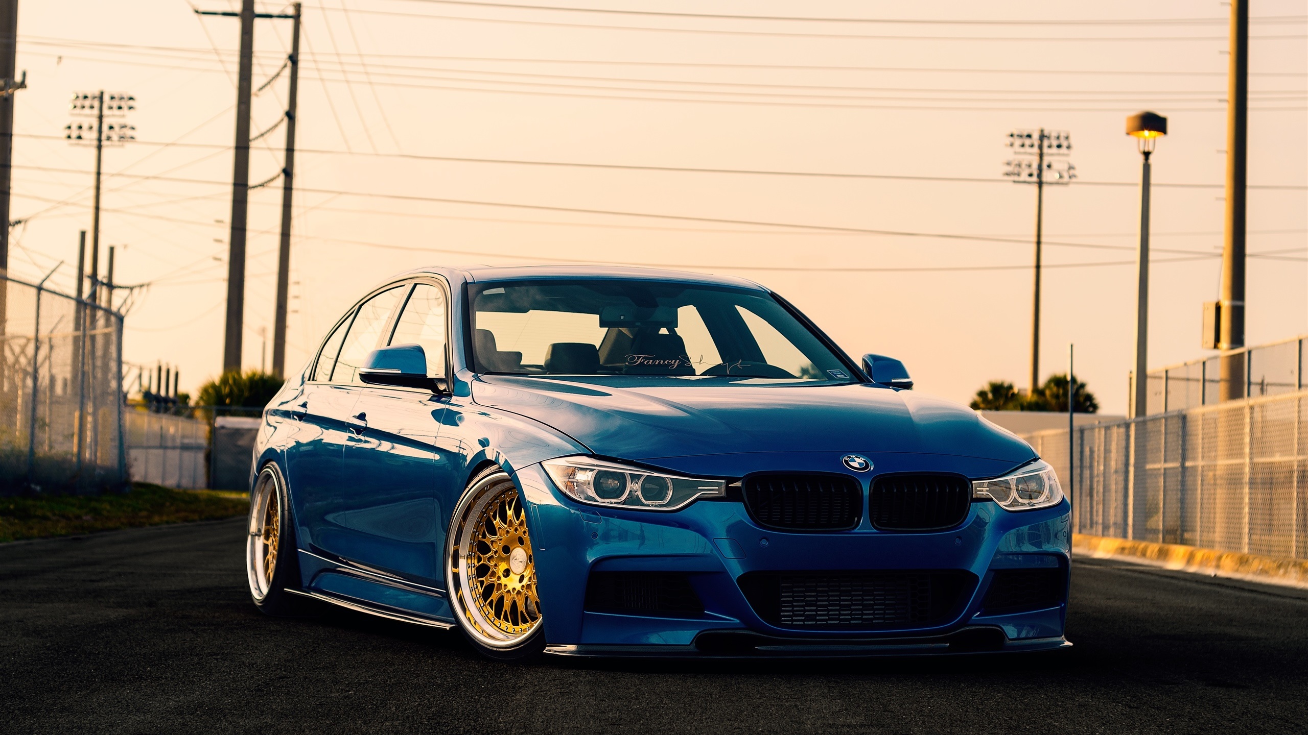 BMW Blue Cars Asphalt BMW F30 Colored Wheels 2560x1440