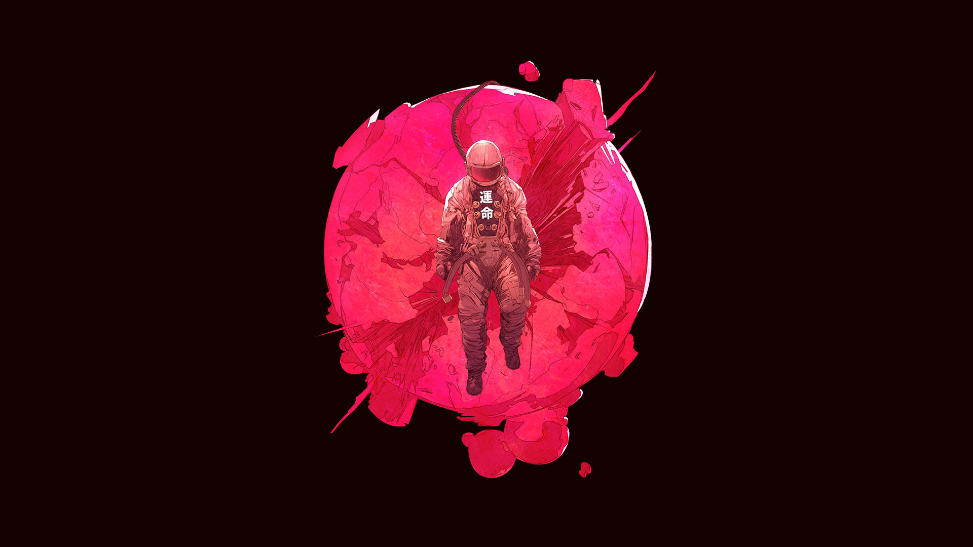 Digital Art Astronaut Science Fiction Minimalism Pink Red Chun Lo 1920x1080