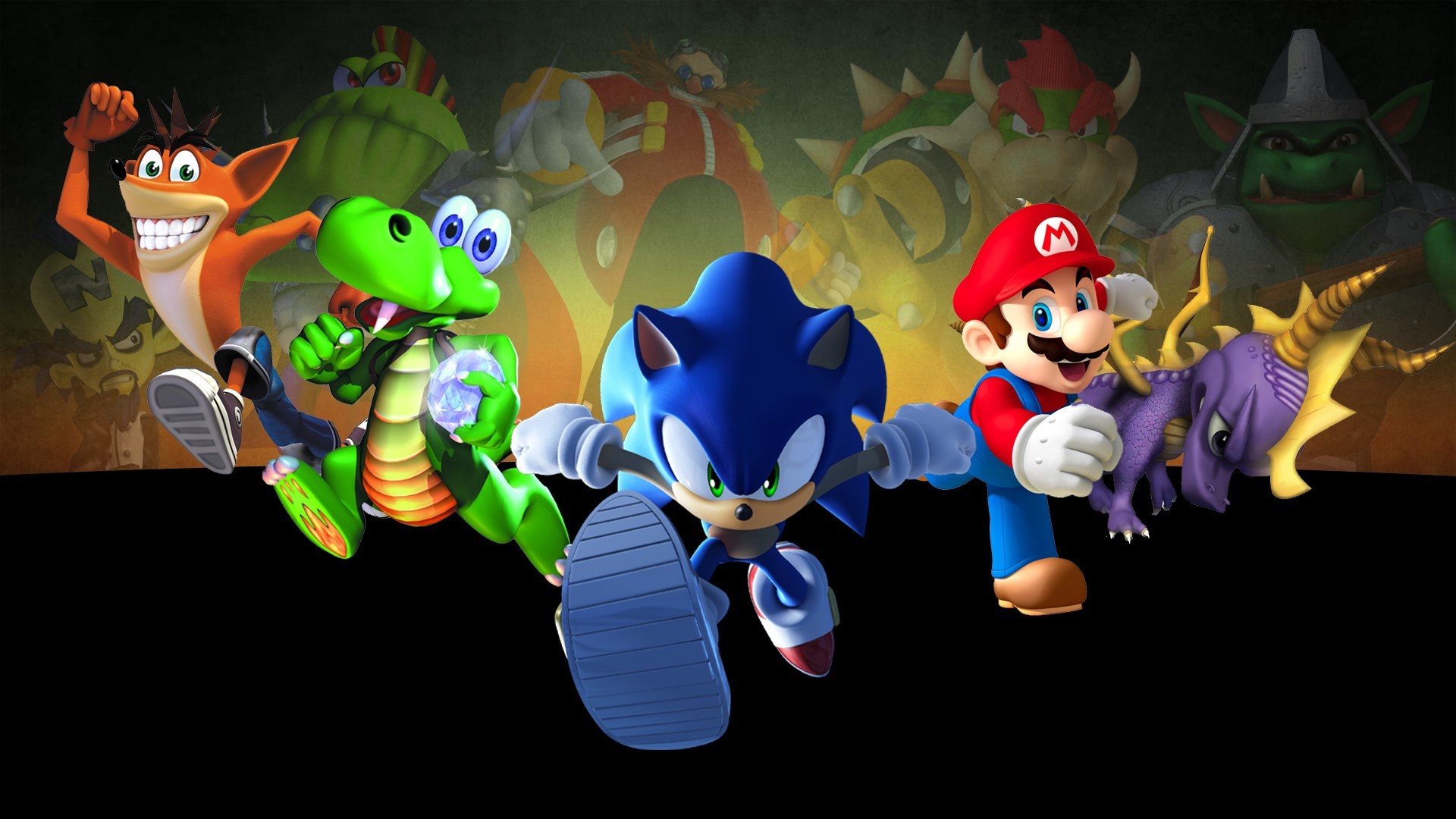 Super Mario Sonic The Hedgehog Crash Bandicoot Spyro Video Games 1920x1080