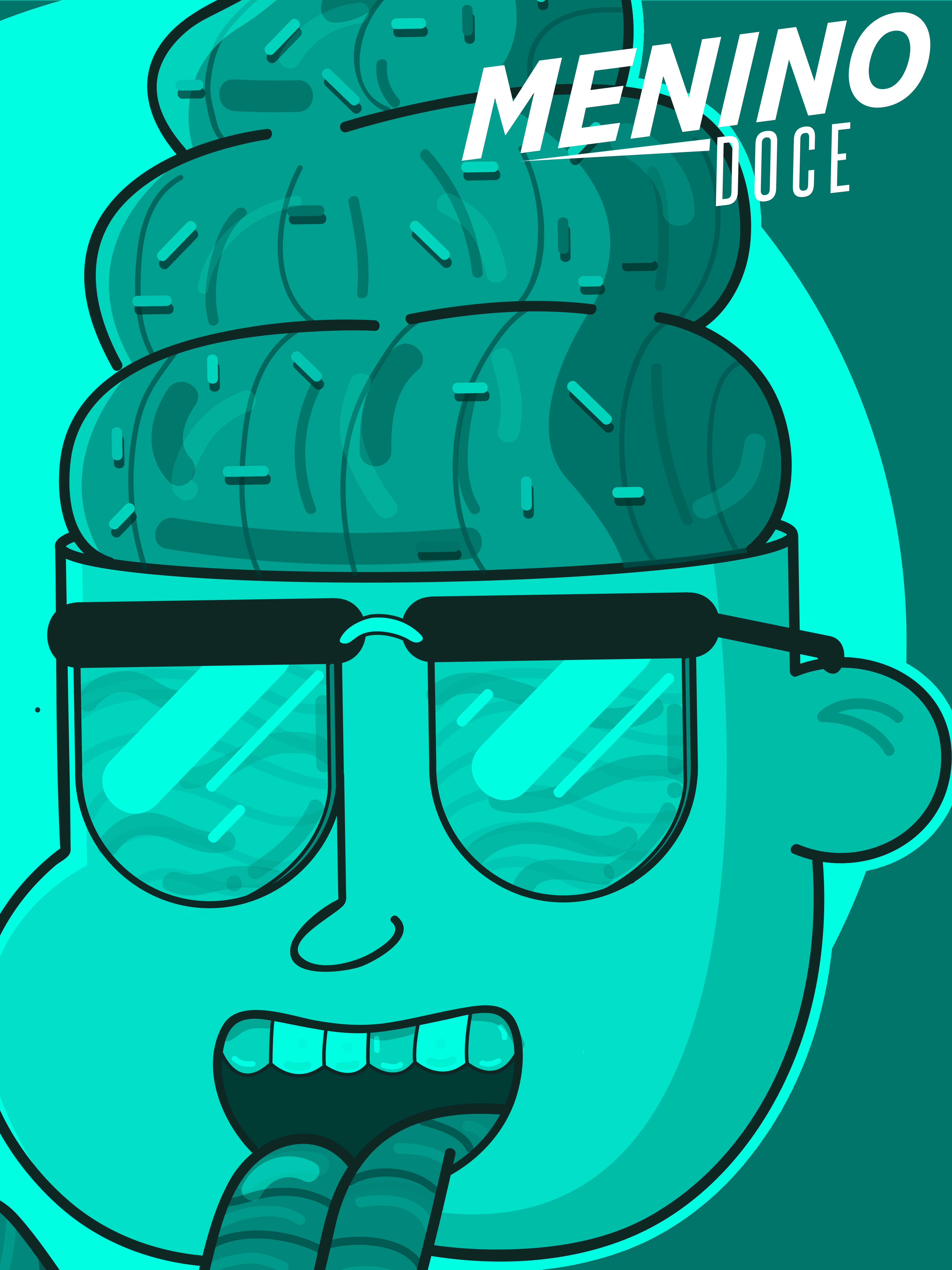 Illustration Candyman Open Mouth Glasses Turquoise Typography 5400x7200