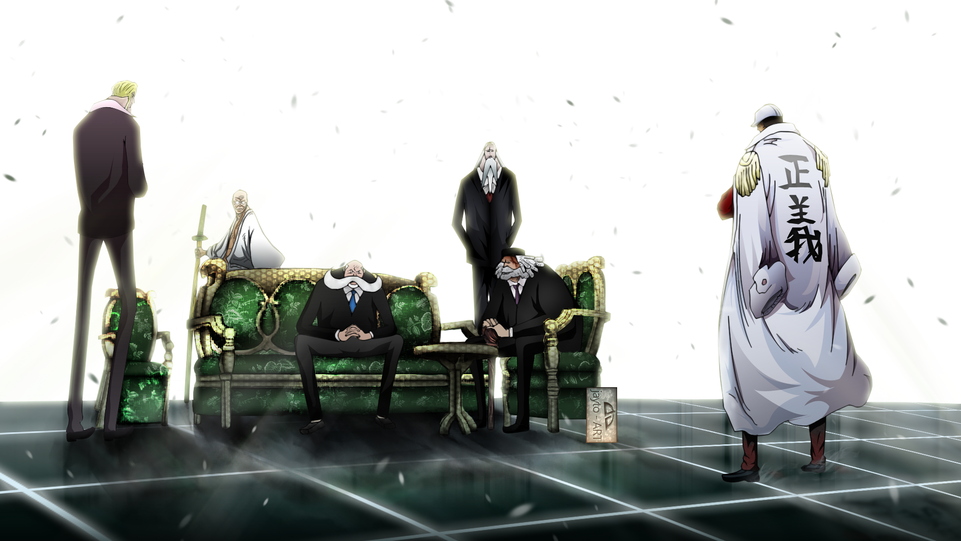 One Piece Anime Anime Men White Background Gorosei 1920x1080