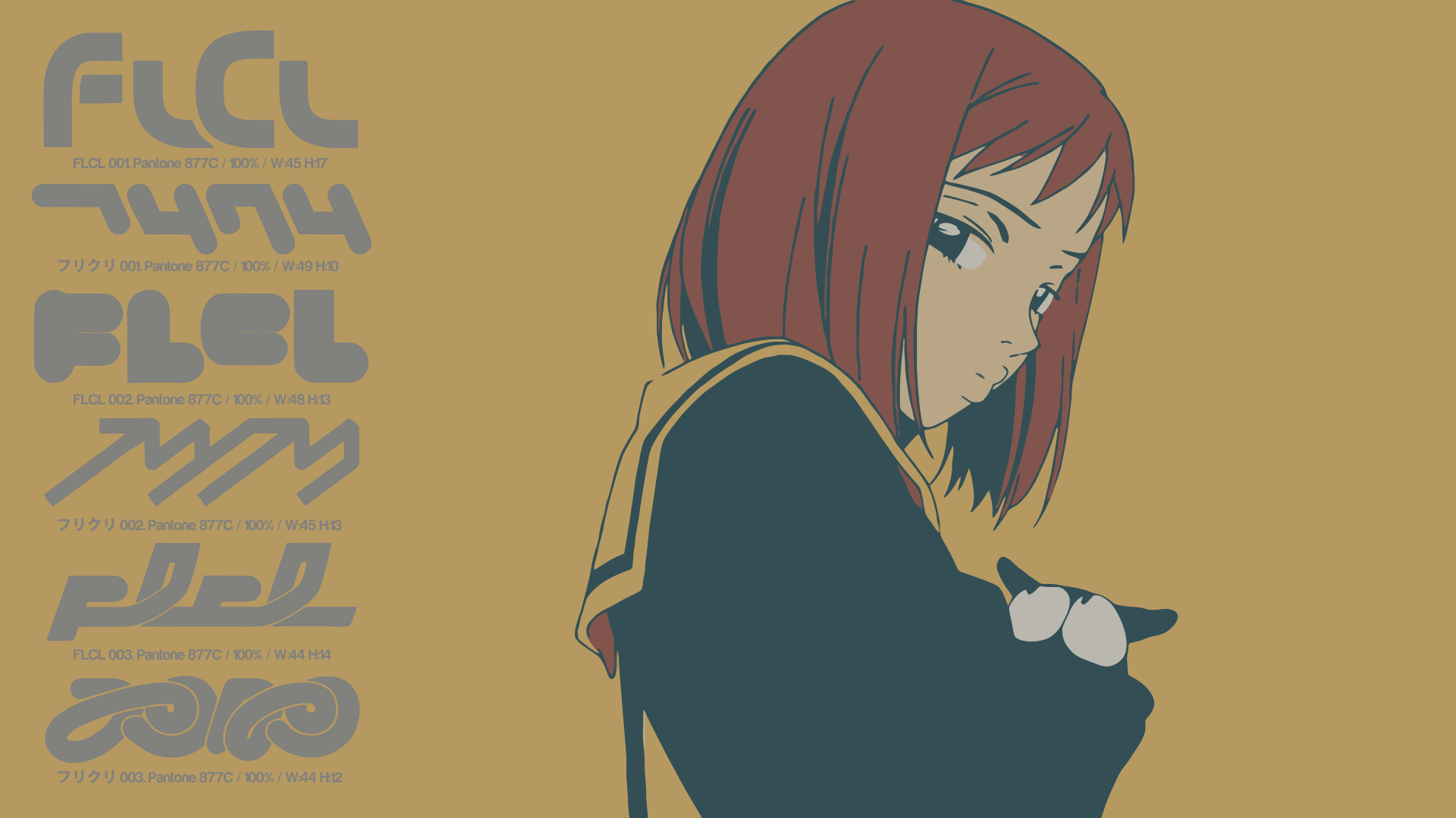 FLCL Haruhara Haruko Anime Girls Redhead Simple Background Numbers Anime 1920x1080