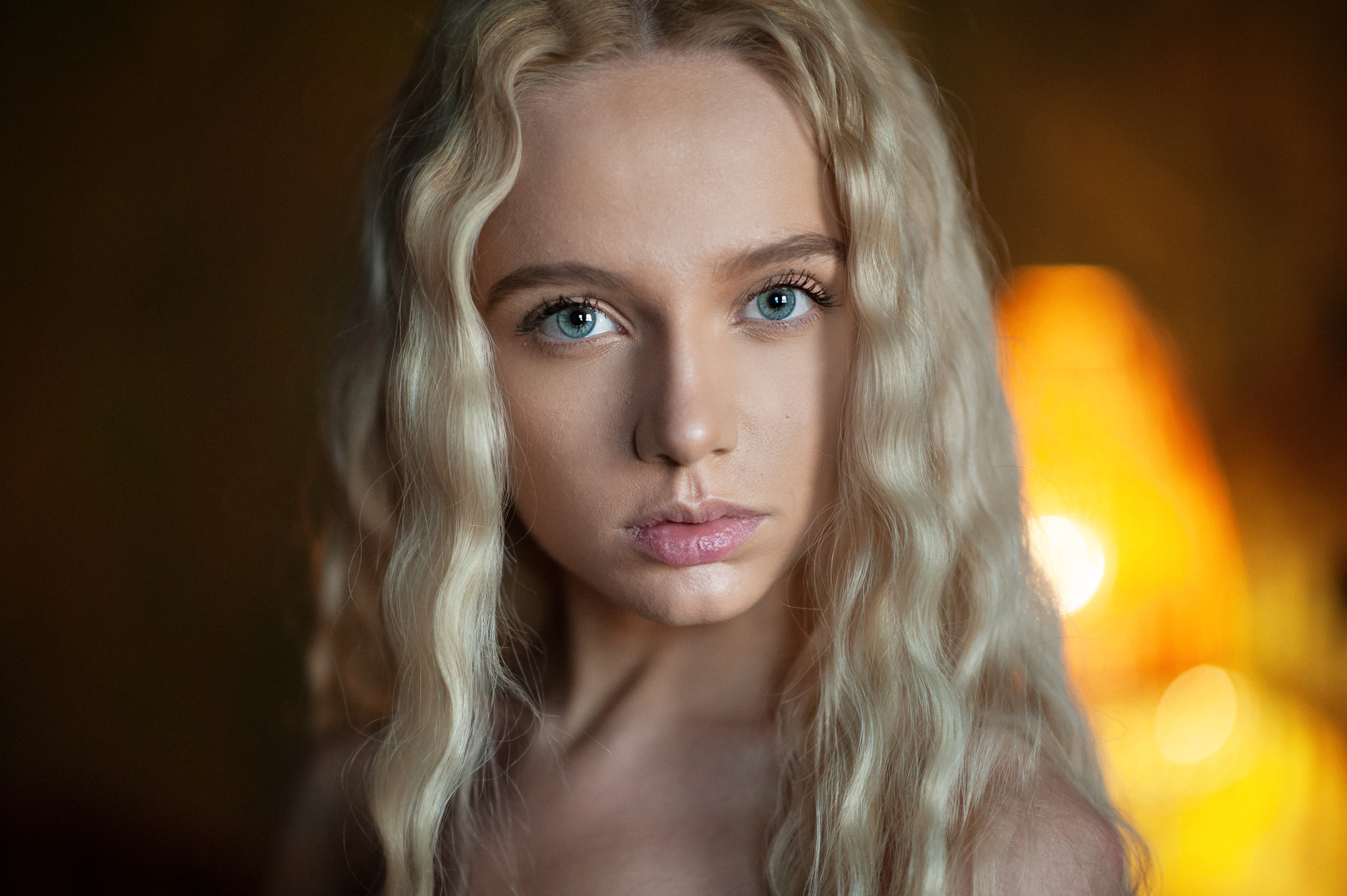 Maria Popova Women Maxim Maximov Blonde Face Portrait Green Eyes 2048x1363