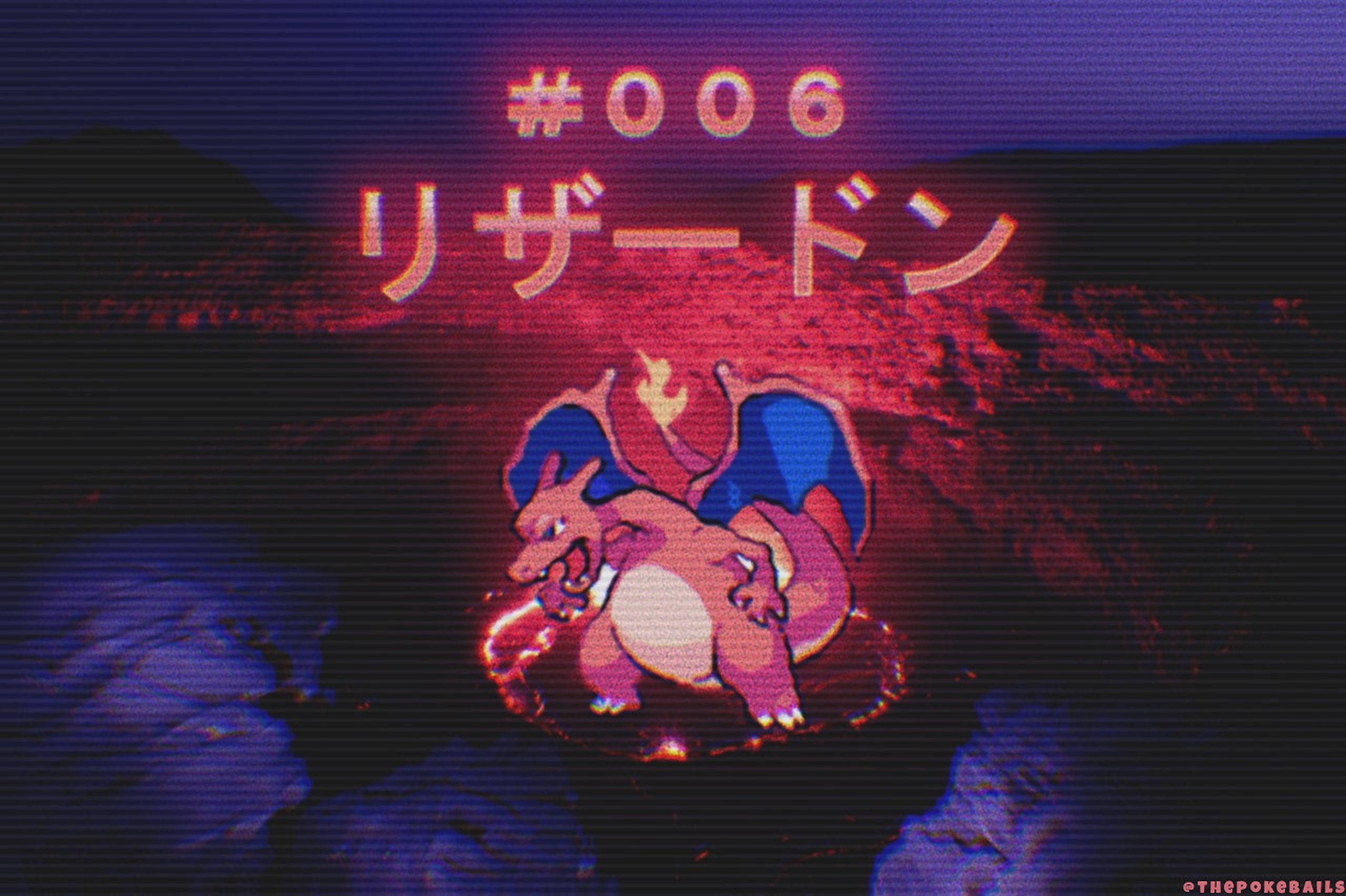 Pokemon Charizard Rizaadon Dragon Volcano Fire Landscape Japanese Rocks Katakana Pokemon Go Vaporwav 2560x1704