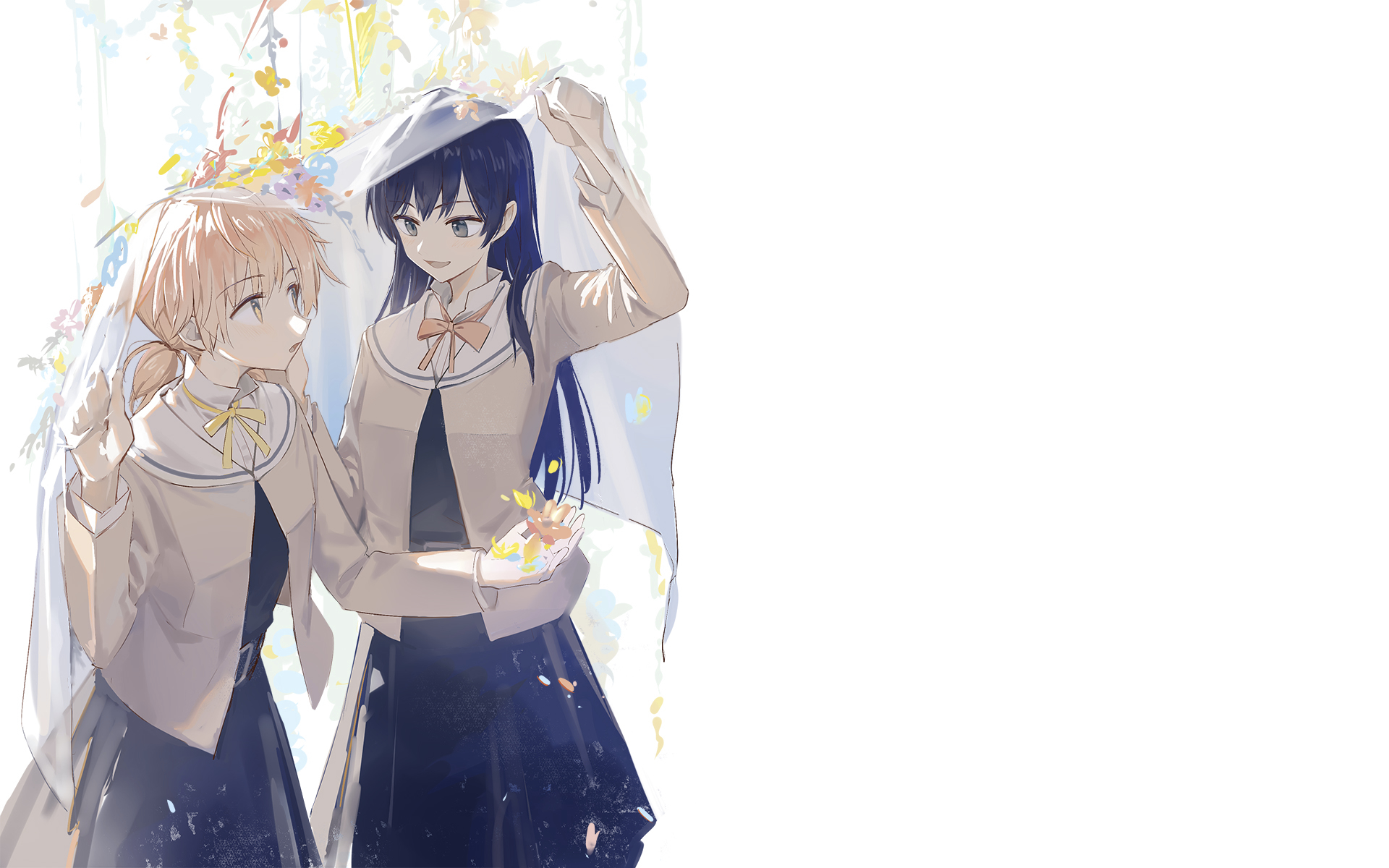Anime Anime Girls White Background Simple Background Yagate Kimi Ni Naru Koito Yuu Nanami Touko 1920x1200