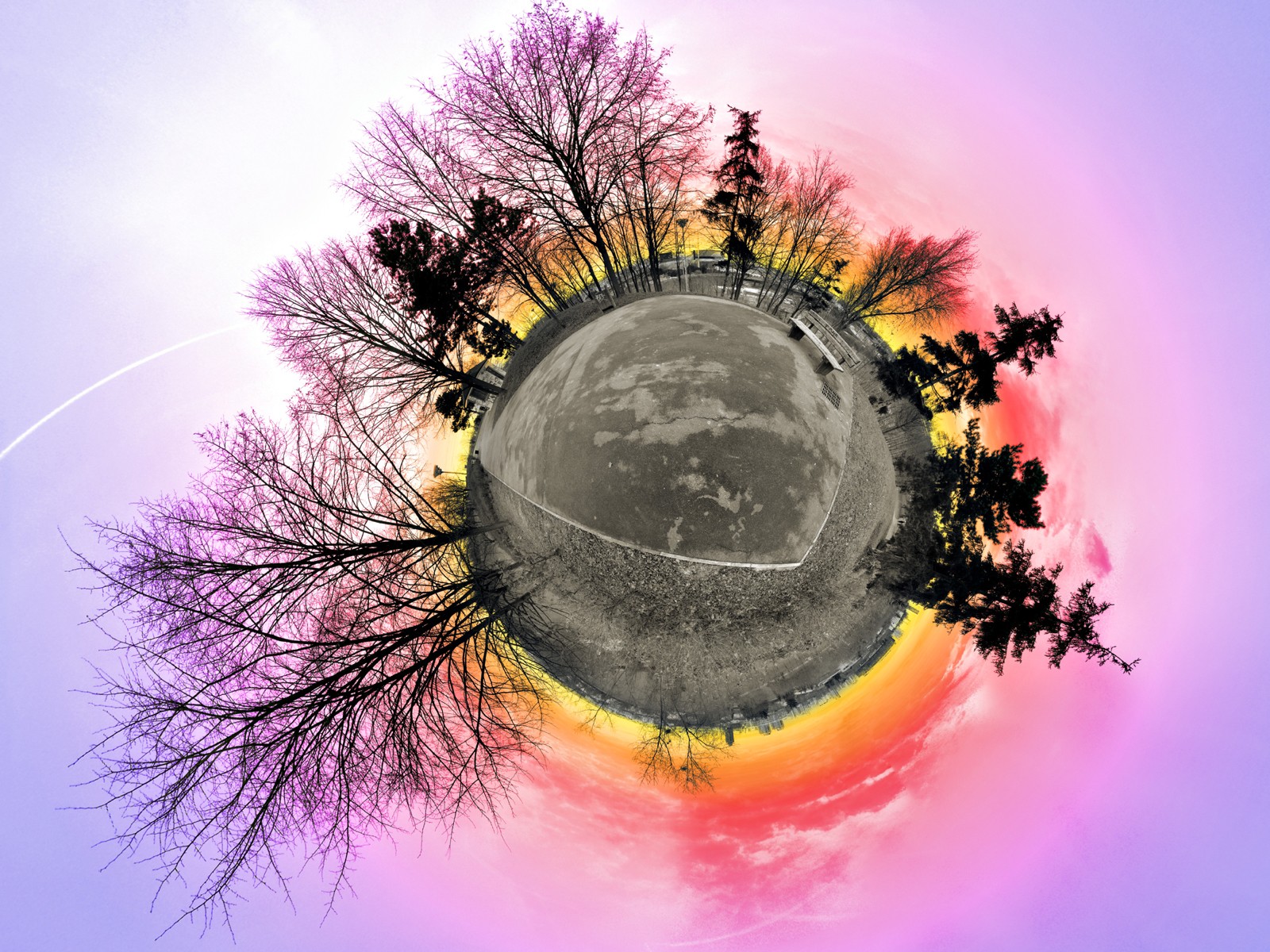 Panoramic Sphere Sunset Trees 1600x1200