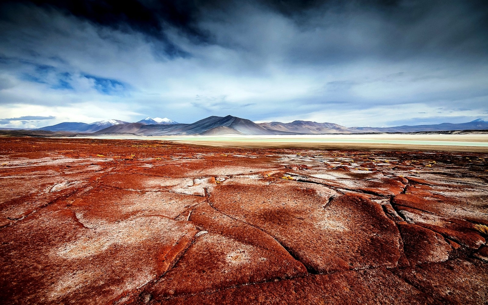 Photography Landscape Nature Desert Salt Lakes Mountains Clouds Atacama Desert Chile 1600x1000