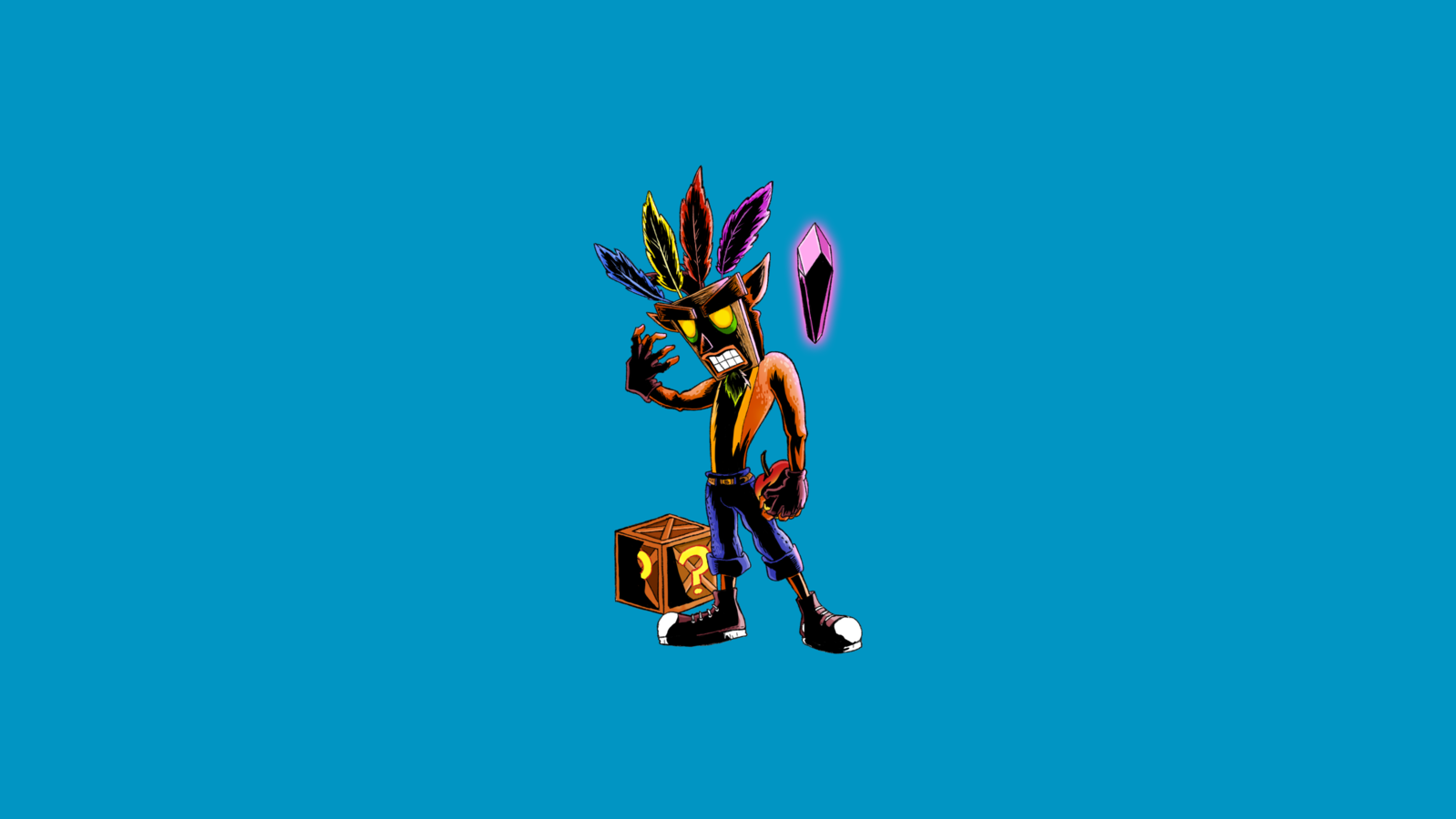 Crash Bandicoot Video Games Video Game Art Simple Background Blue Background 1600x900